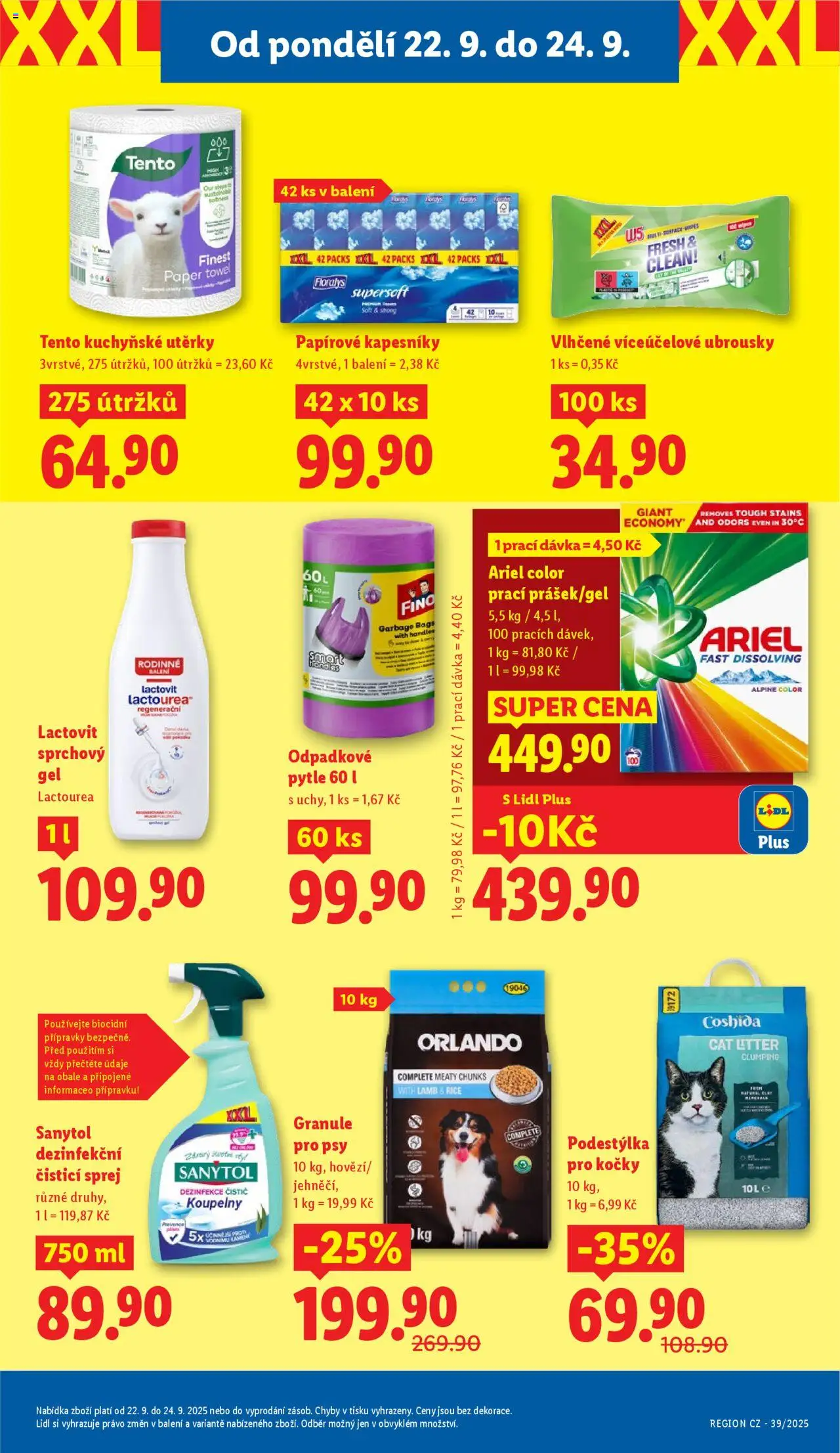 Lidl leták od 22.09.2025 | Strana: 21 | Produkty: Granule pro psy, Granule, Utěrky, Ariel
