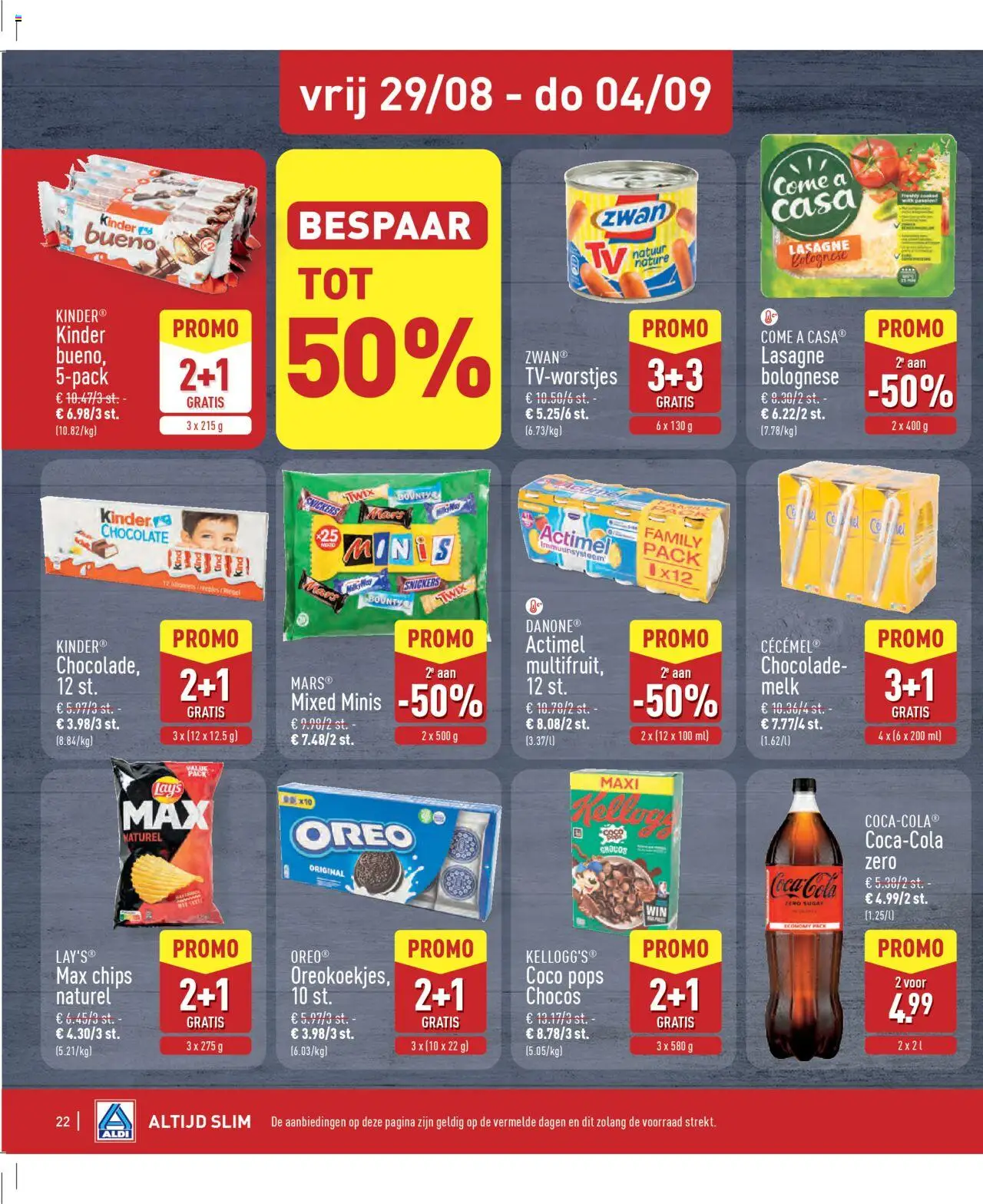  | Pagina: 22 | Producten: Lasagne, Chips, Kinder, Mars