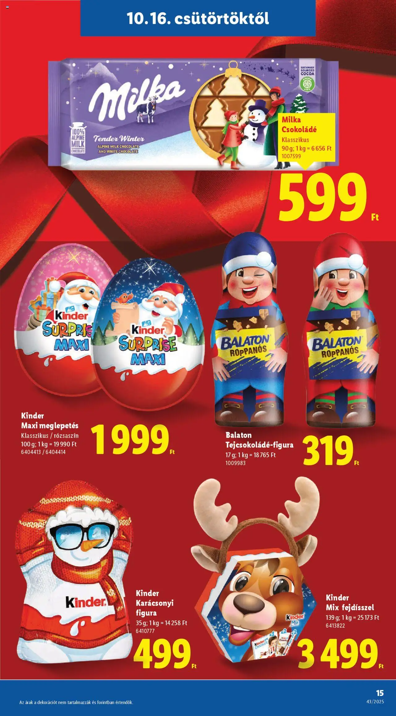 Lidl akciós ujság - amely érvényes a következő dátumtól: 16.10.2025 | Oldal: 15 | Termékek: Csokoládé