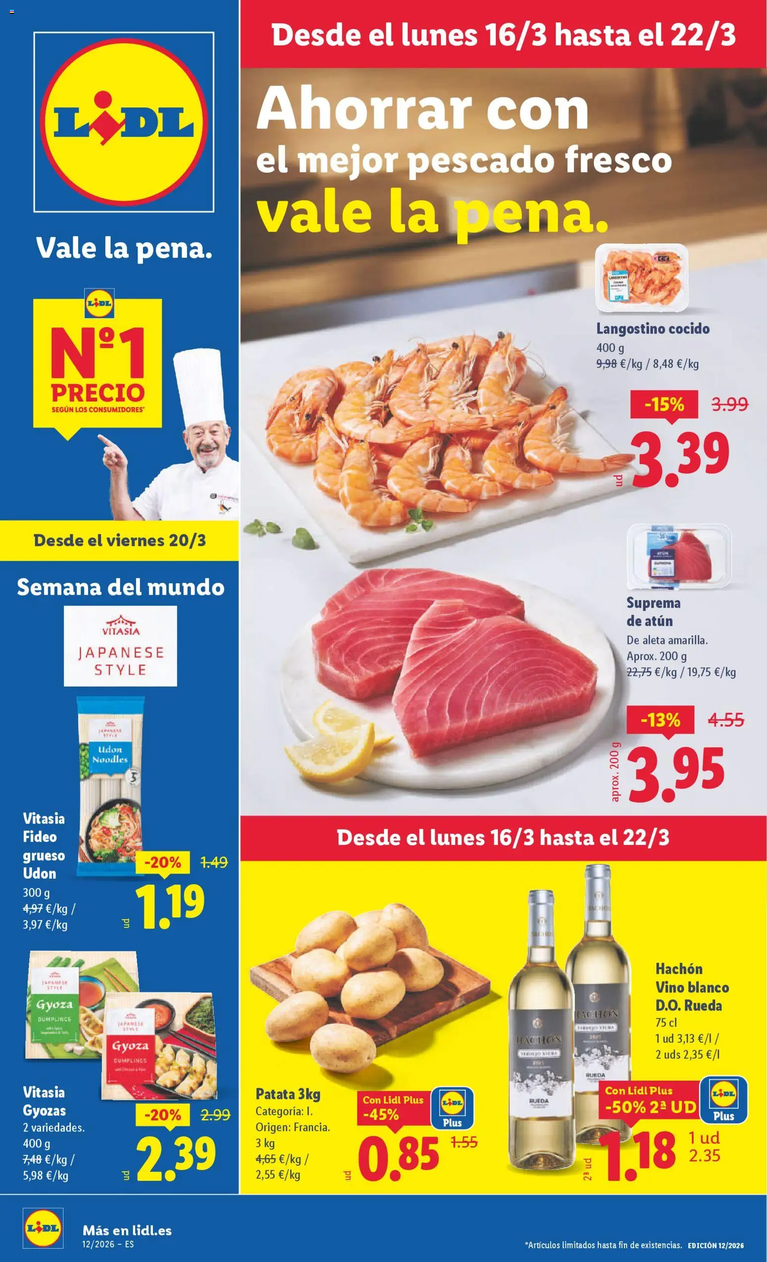 Lidl folleto │ válido desde el 16.03.2026 | Página: 1 | Productos: Vino, Pescado, Langostino