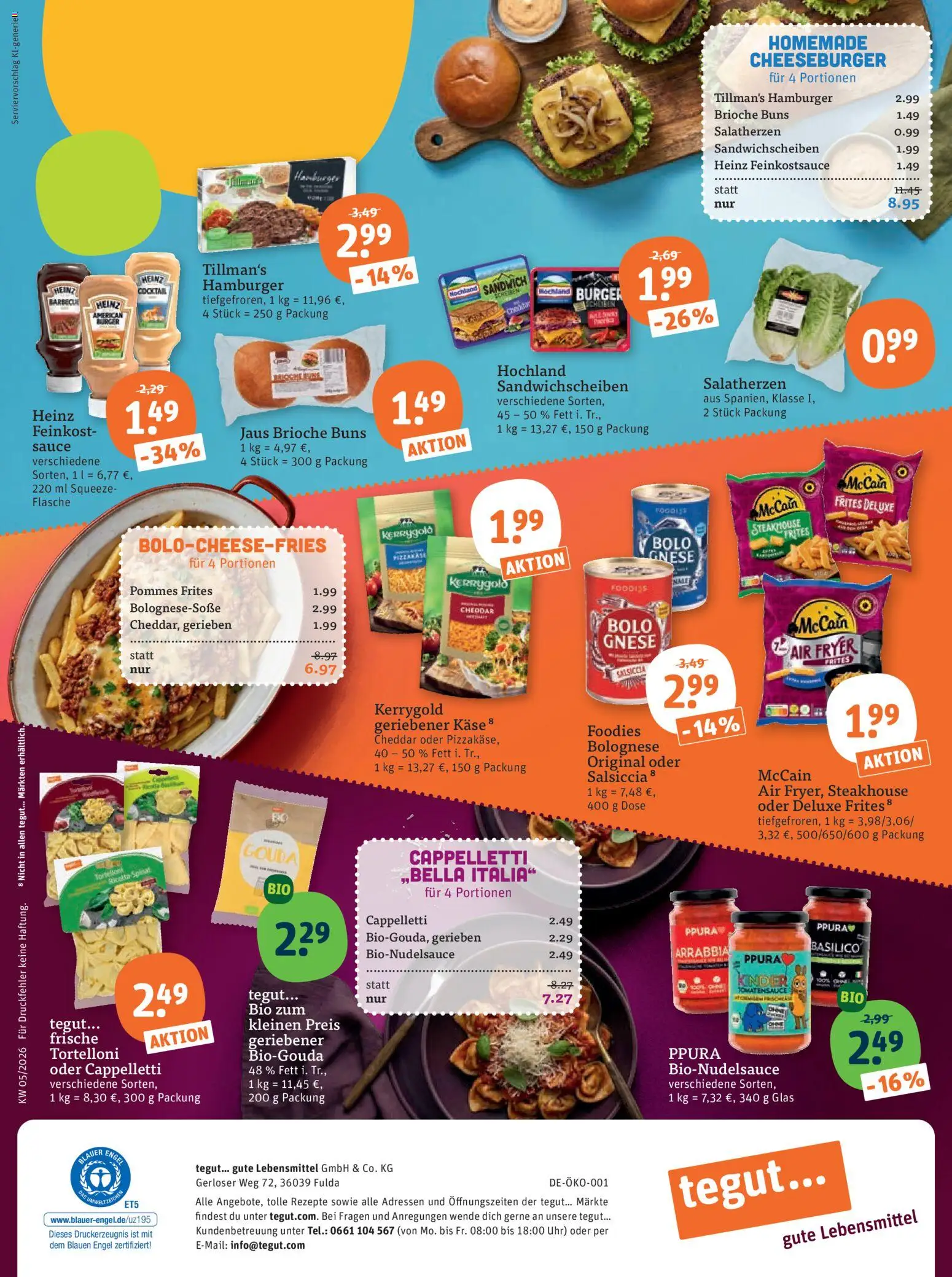 Tegut Prospekt – gültig ab 26.01.2026 | Seite: 23 | Produkte: Käse, Burger, Pommes frites, Uhr