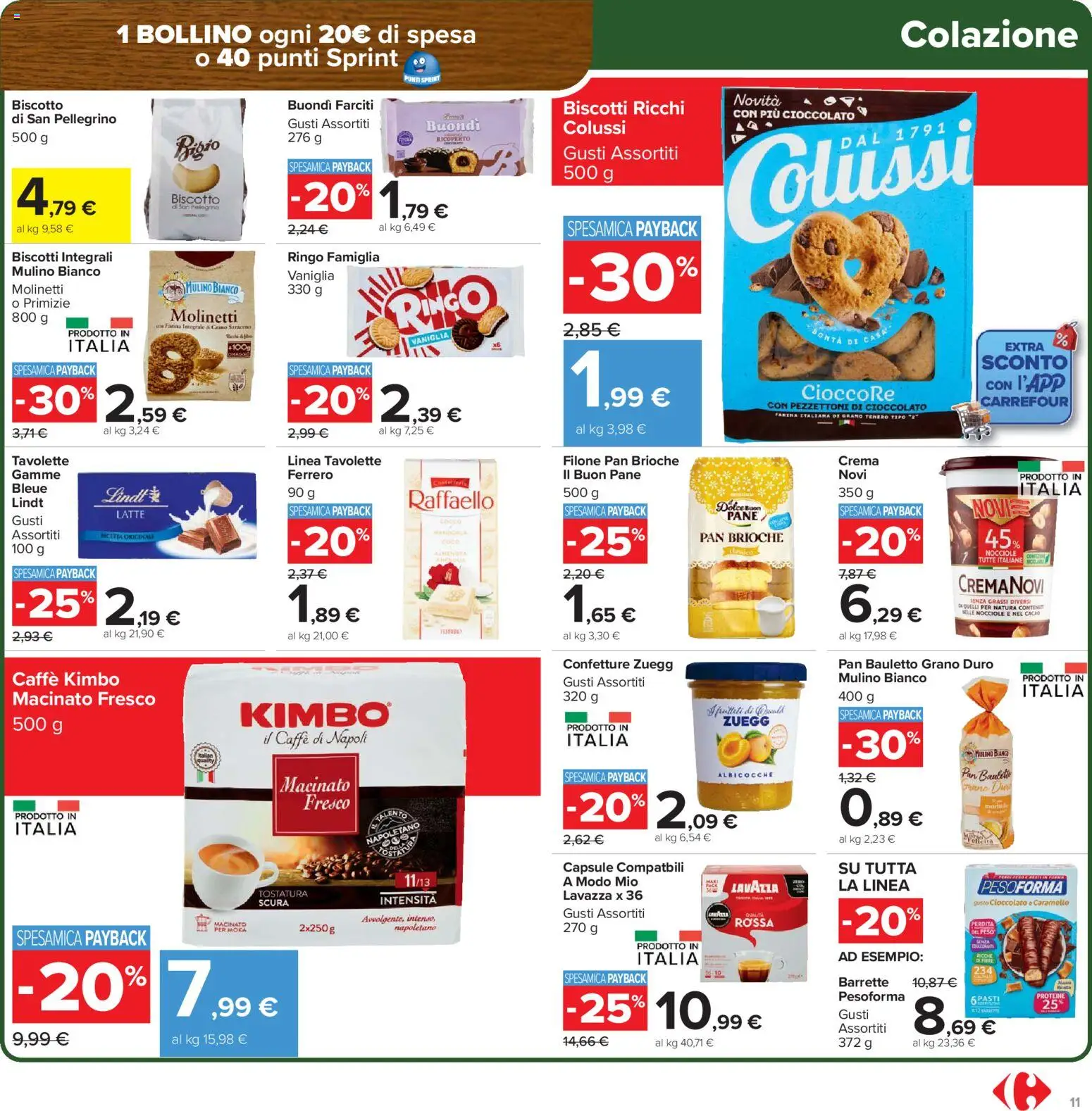 Volantino Carrefour del 15.01.2026 | Pagina: 11 | Prodotti: Pane, Nocciole, Albicocche, Lavazza