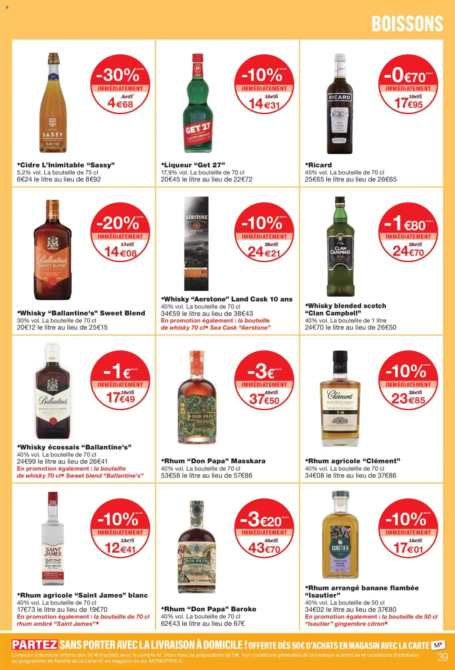 {H1} | Page: 39 | Produits: Whisky, Ricard, Scotch whisky Ballantine's, Gingembre