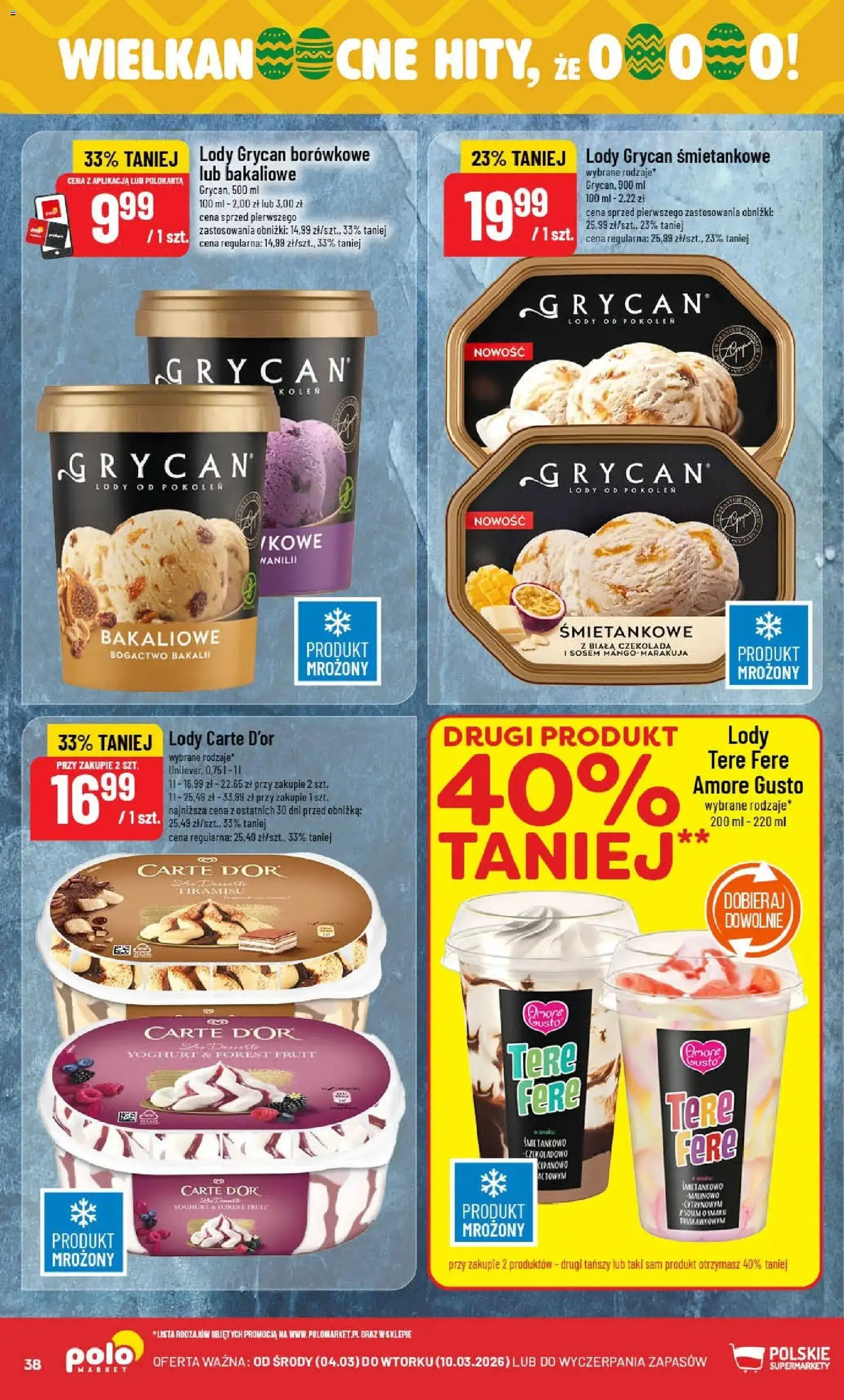 POLOmarket gazetka od 04.03.2026 | Strona: 38 | Produkty: Lody Grycan, Tiramisu, Czekolada, Lody