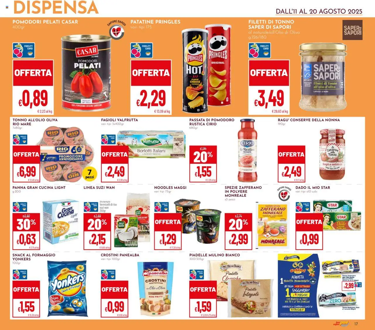 Volantino Pan del 11.08.2025 | Pagina: 17 | Prodotti: Formaggio, Olio, Salsiccia, Tonno