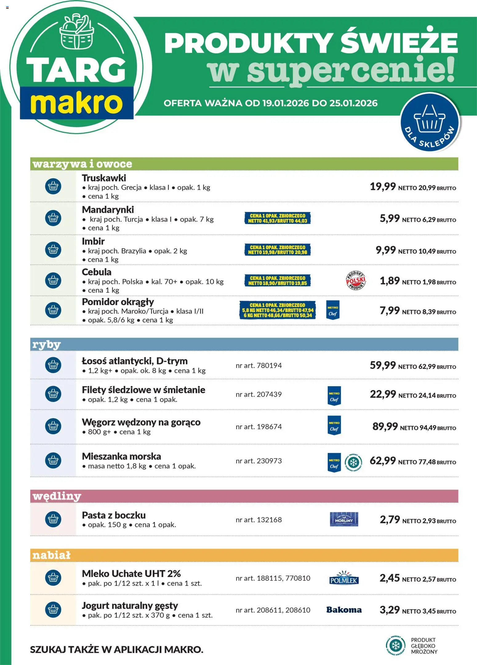 Makro Gazetka - Oferta świeża w super cenach od 19.01.2026 | Strona: 6 | Produkty: Jogurt naturalny, Ryby, Truskawki, Warzywa
