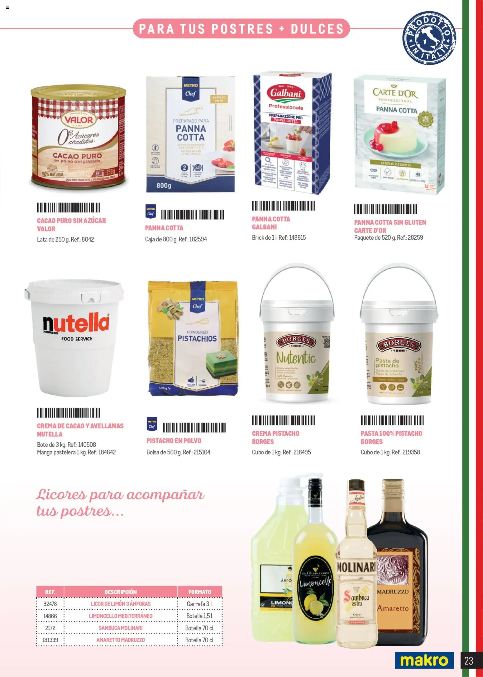 Makro Restaurantes italianos Canarias │ válido desde el 27.03.2026 | Página: 23 | Productos: Polvo, Licor, Bolsa, Φρυγανιές σικάλεως