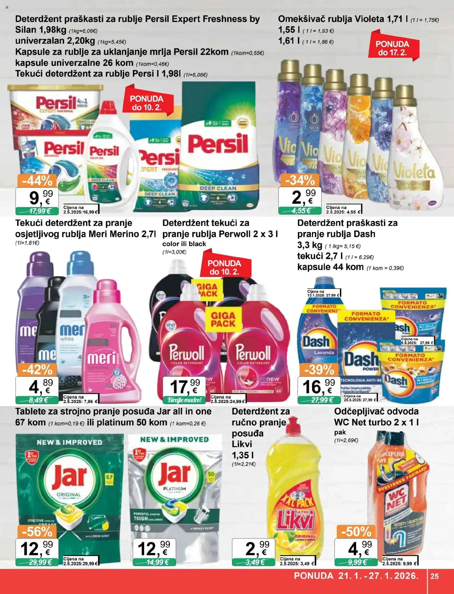 KTC katalog | vrijedi od 21.01.2026 | Stranica: 25 | Proizvodi: Omekšivač, Tekući deterdžent, Violeta, Dash
