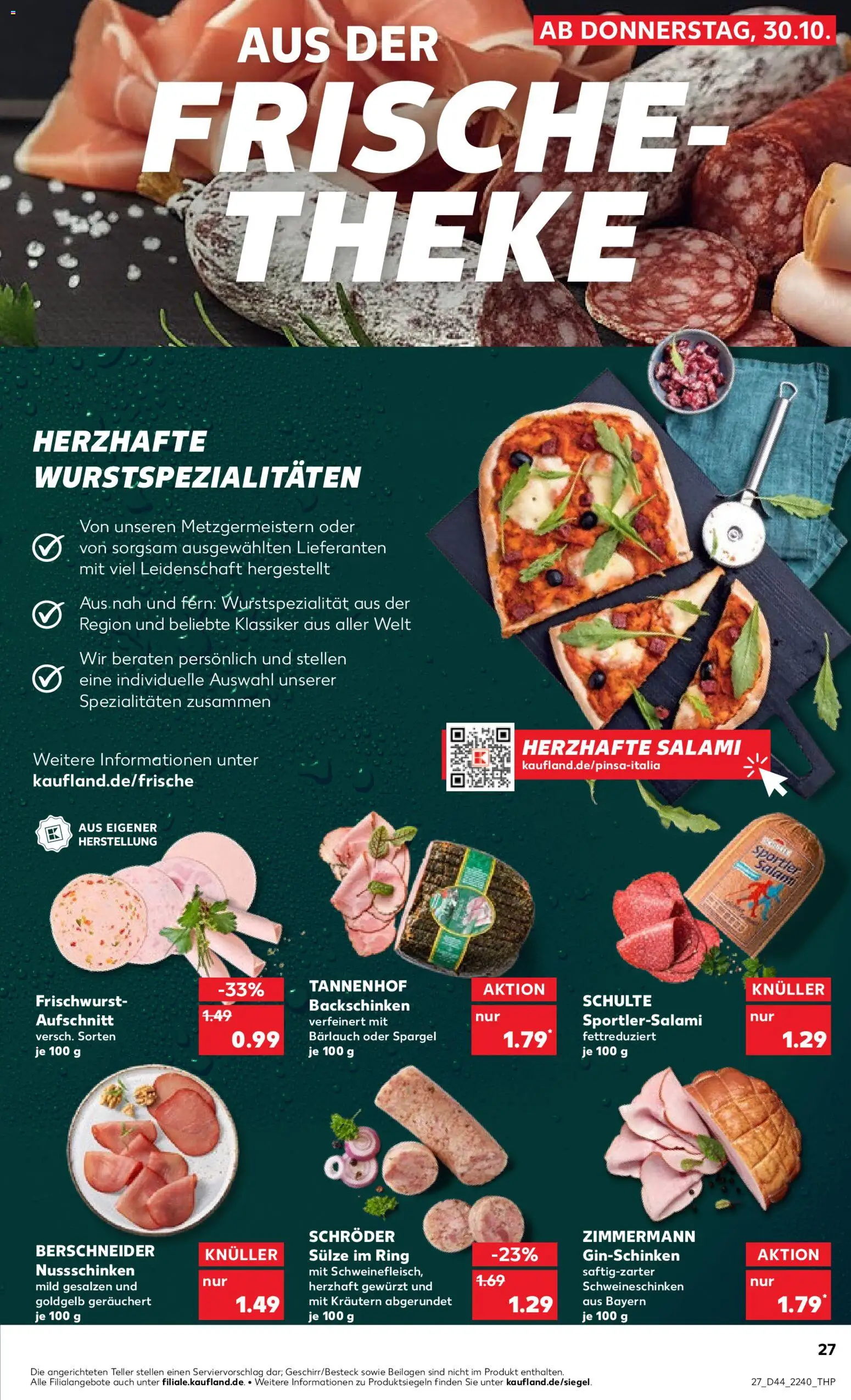 Kaufland prospekt Speyer	 – gültig ab 30.10.2025 | Seite: 27 | Produkte: Theke, Spargel, Salami
