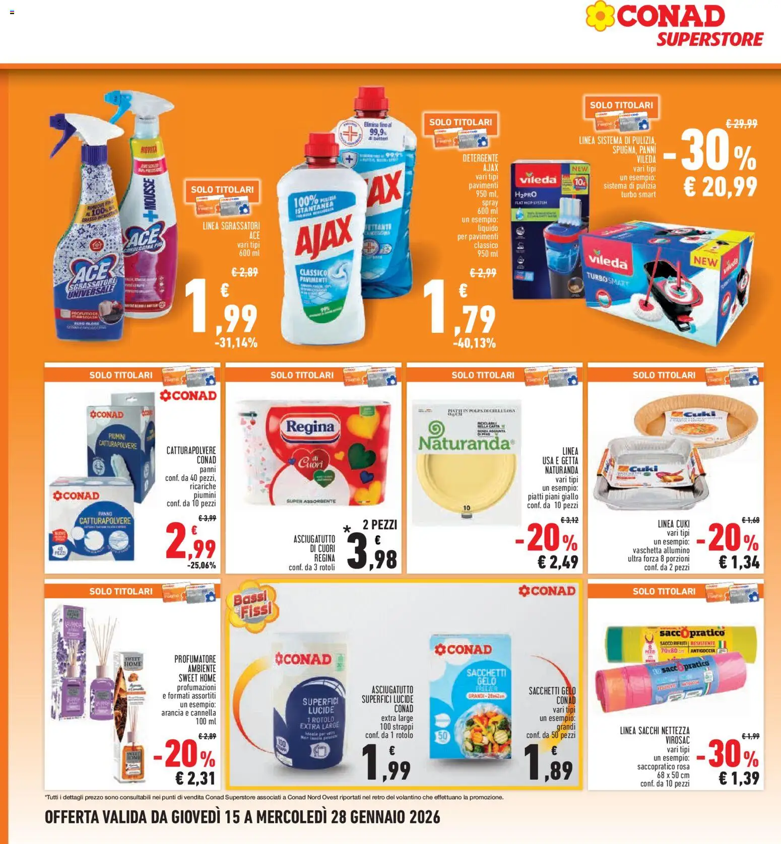 Volantino Conad del 15.01.2026 | Pagina: 26 | Prodotti: Detergente, Freezer, Arancia, Asciugatutto