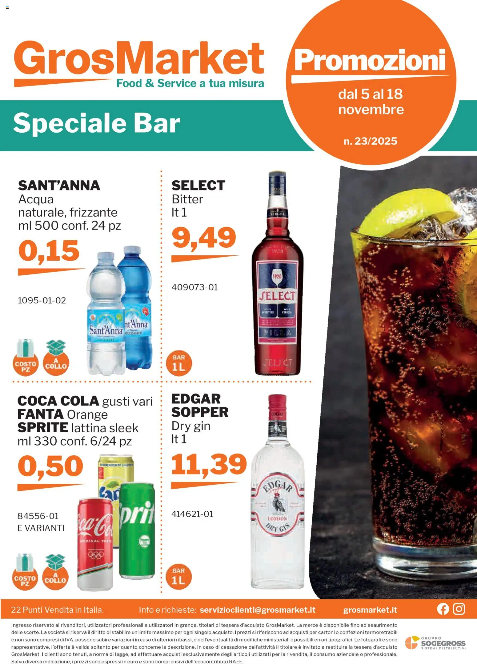 Volantino Sogegross del 05.11.2025 | Pagina: 51 | Prodotti: Gin, Acqua, Fanta, Coca Cola