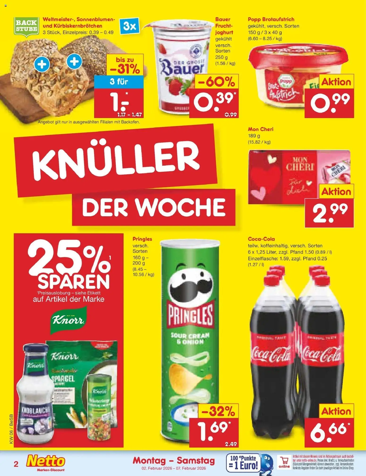 Netto Marken-Discount prospekt Kremmen	 – gültig ab 02.02.2026 | Seite: 2 | Produkte: Coca cola, Spargel, Knoblauch, Mon cheri