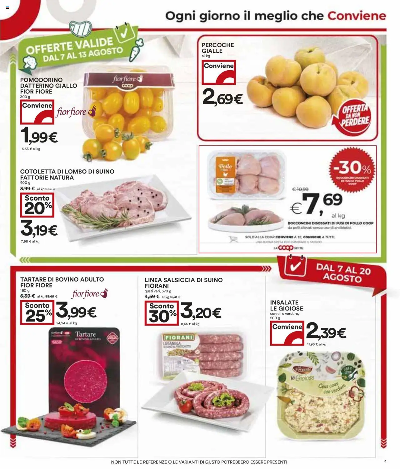 Volantino COOP del 07.08.2025 | Pagina: 3 | Prodotti: Pollo, Cereali, Verdure, Salsiccia