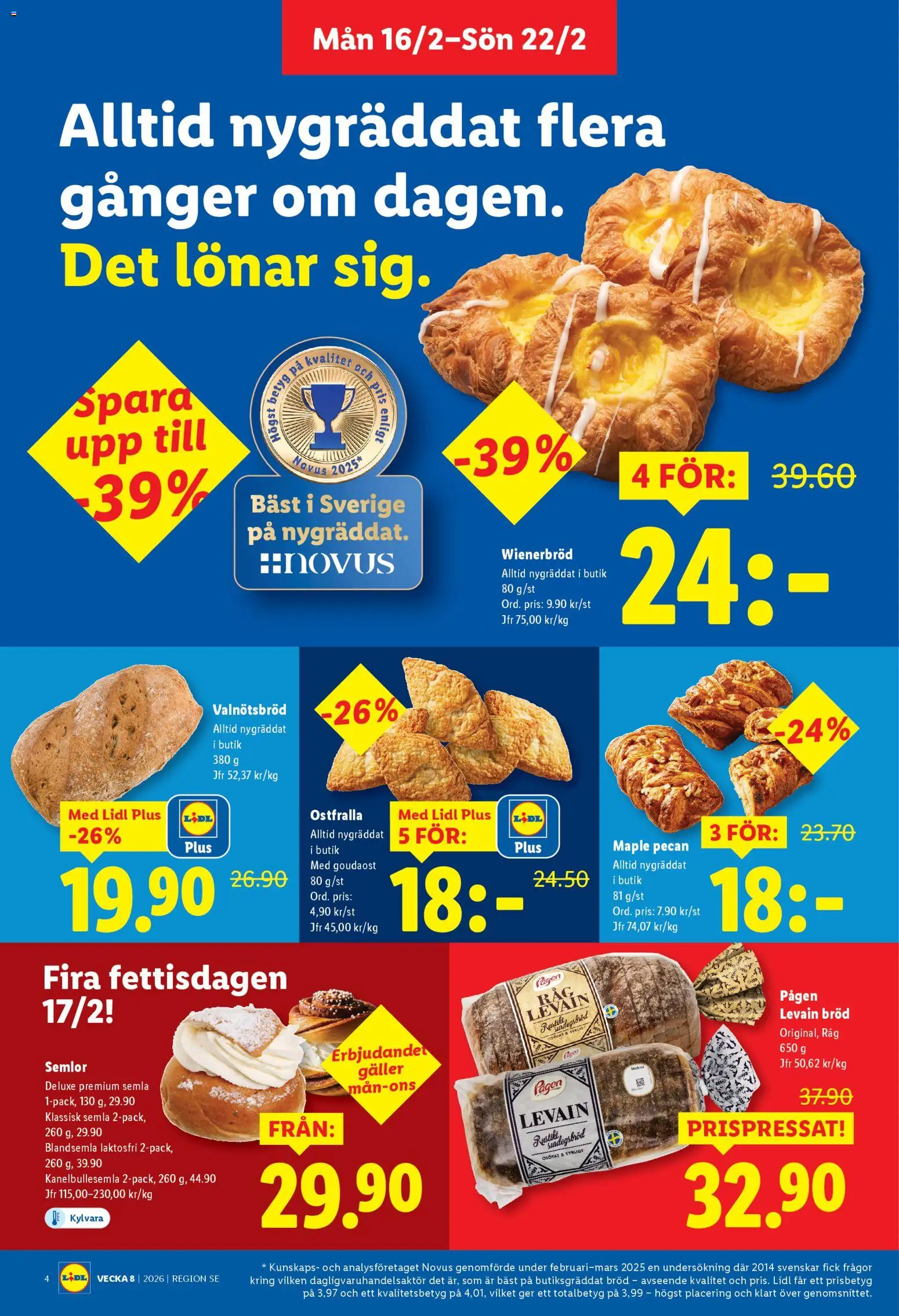 Lidl reklamblad aktuell från 16.02.2026 | Sida: 4 | Produkter: Galler, Levain, Bröd