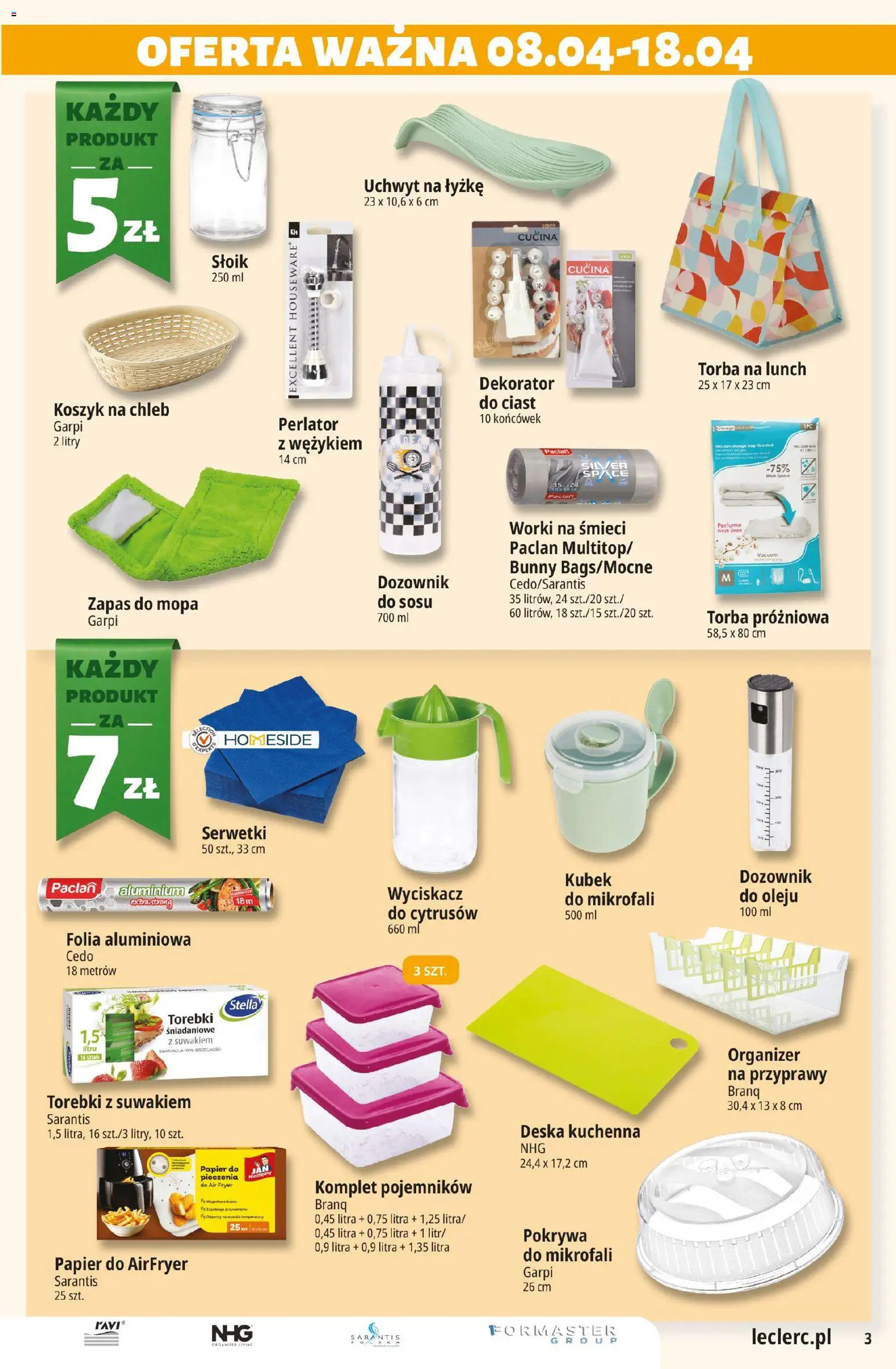 E.Leclerc gazetka - Zamość od 08.04.2026 | Strona: 3 | Produkty: Papier do pieczenia, Chleb, Przyprawy, Torebki