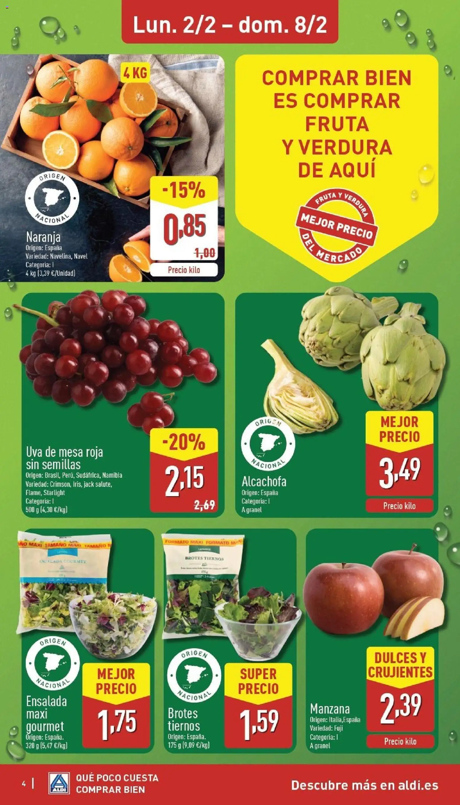 Aldi folleto Baleares │ válido desde el 02.02.2026 | Página: 4 | Productos: Manzana, Ensalada, Apple, Mesa