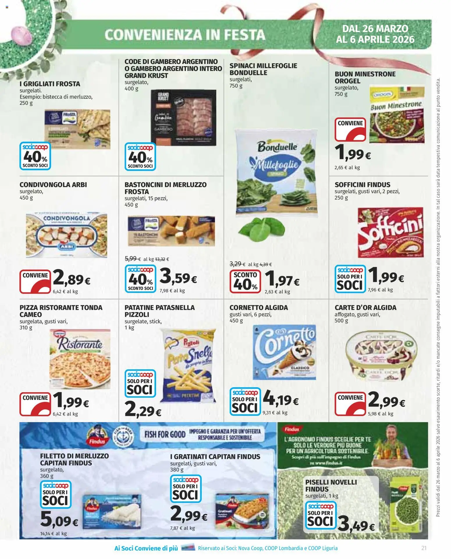 Volantino COOP del 26.03.2026 | Pagina: 21 | Prodotti: Minestrone, Pizza, Cornetto, Verdure