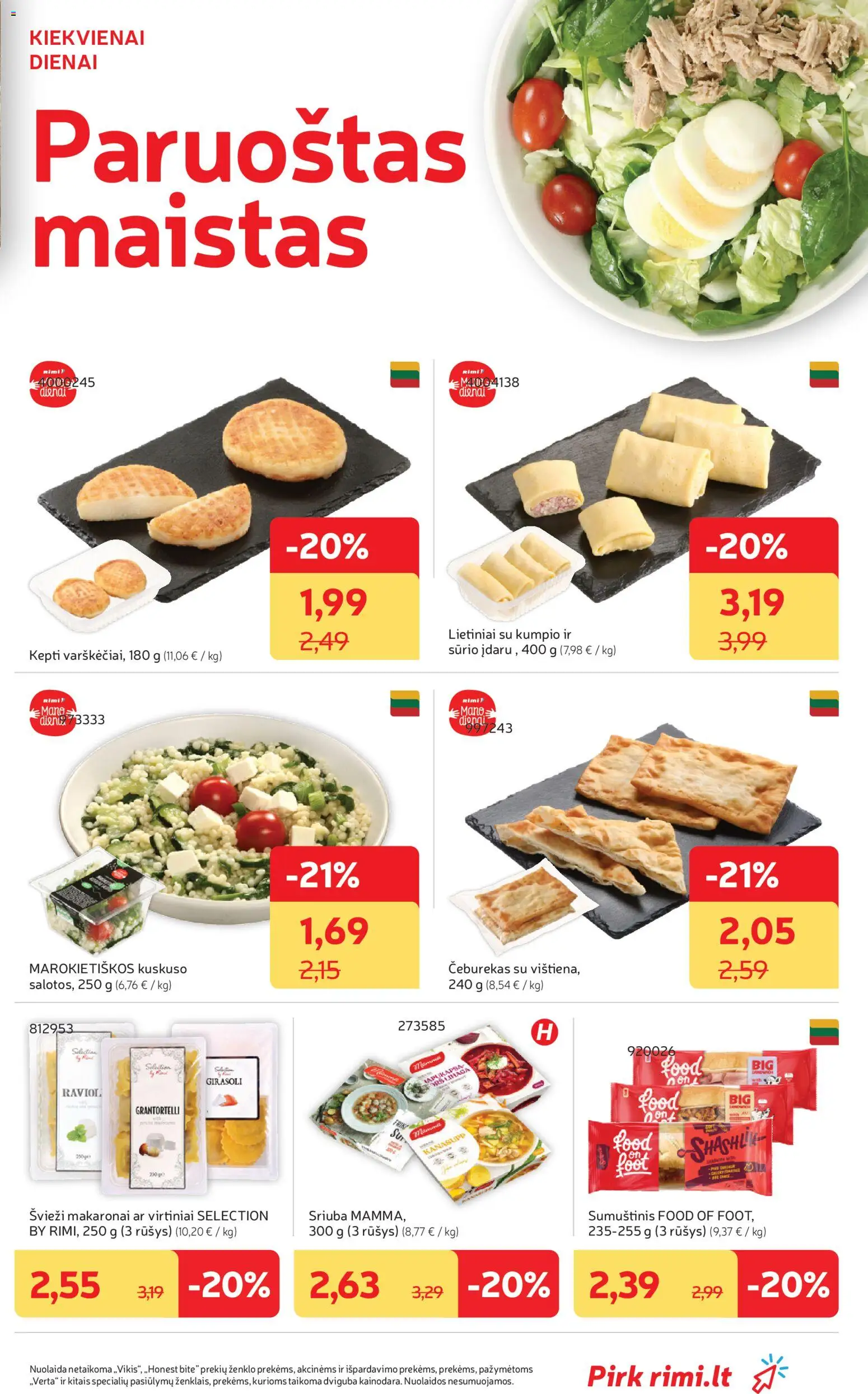 Rimi akcijos nuo 21.04.2026 | Puslapis: 15 | Prekių: Sumuštinis, Makaronai