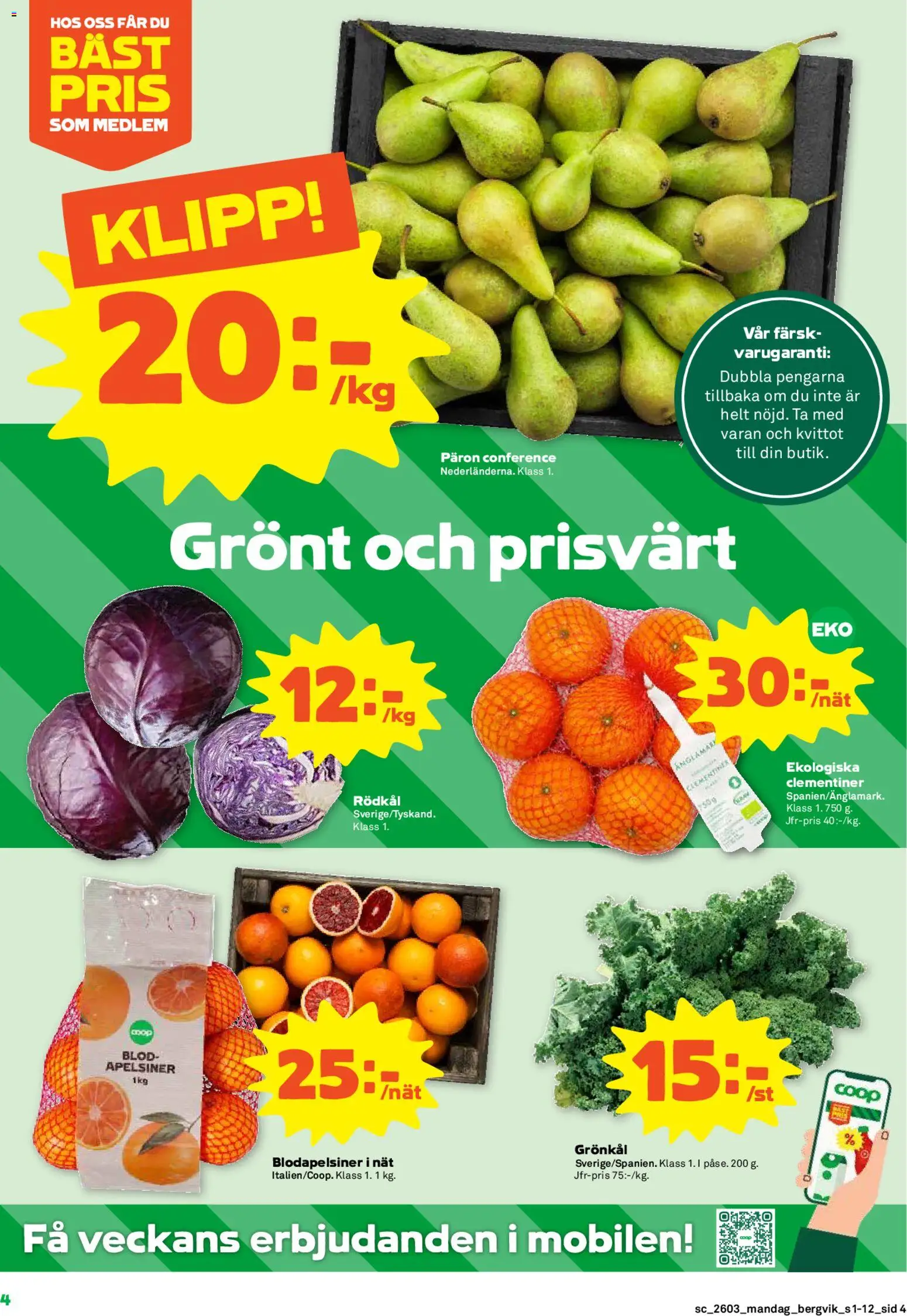 Stora Coop reklamblad aktuell från 12.01.2026 | Sida: 4 | Produkter: Apelsiner, Rödkål