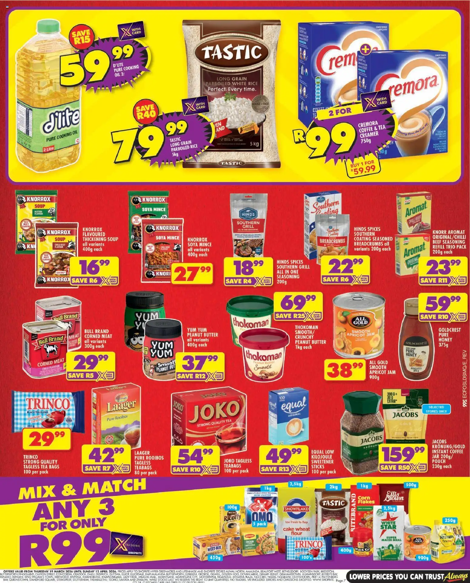 New Shoprite catalogue – valid from 19.03.2026 | Page: 7 | Products: Corn, Corned meat, Detergente líquido, Coffee