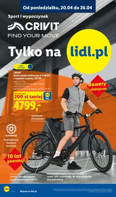 Pogląd oferty "CRIVIT Rower miejski elektryczny X.3 GATES z napędem na pasku, 355 Wh, Rower miejski elektryczny X.3 GATES z napędem na pasku, 355 Wh, waga: ok. 23 kg, * najniższa cena z 30 dni przed obniżką/ cena poza promocją, Szczegóły promocji dostępne w aplikacji Lidl Plus." - ważna od 20.04.2026 | Strona: 24 | Produkty: Pasek, Waga, Rower