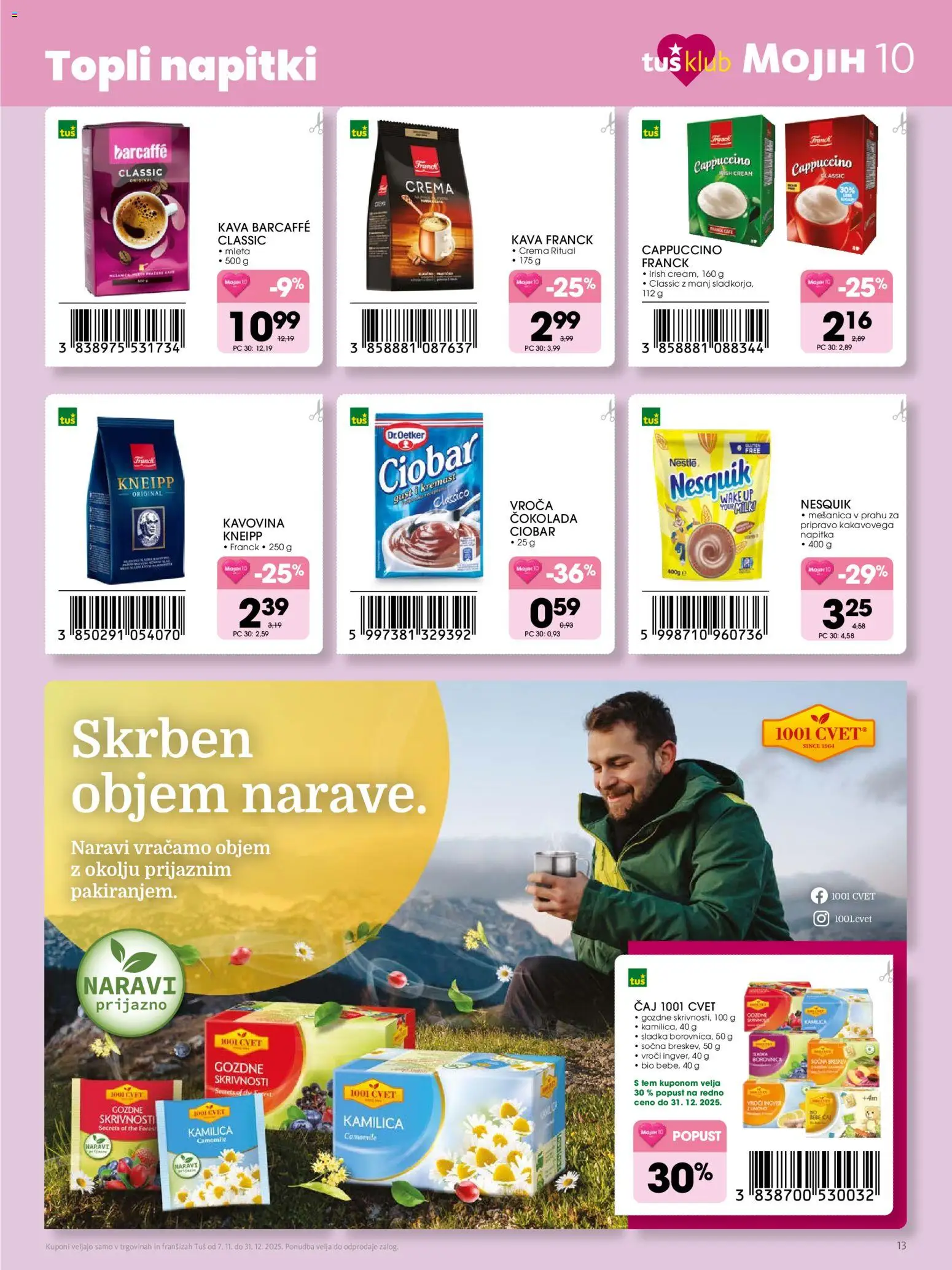 Novi Tuš katalog ponudbe – veljaven od 07.11.2025 | Stran: 13 | Izdelki: Napitki, Kava, Caj, Breskev