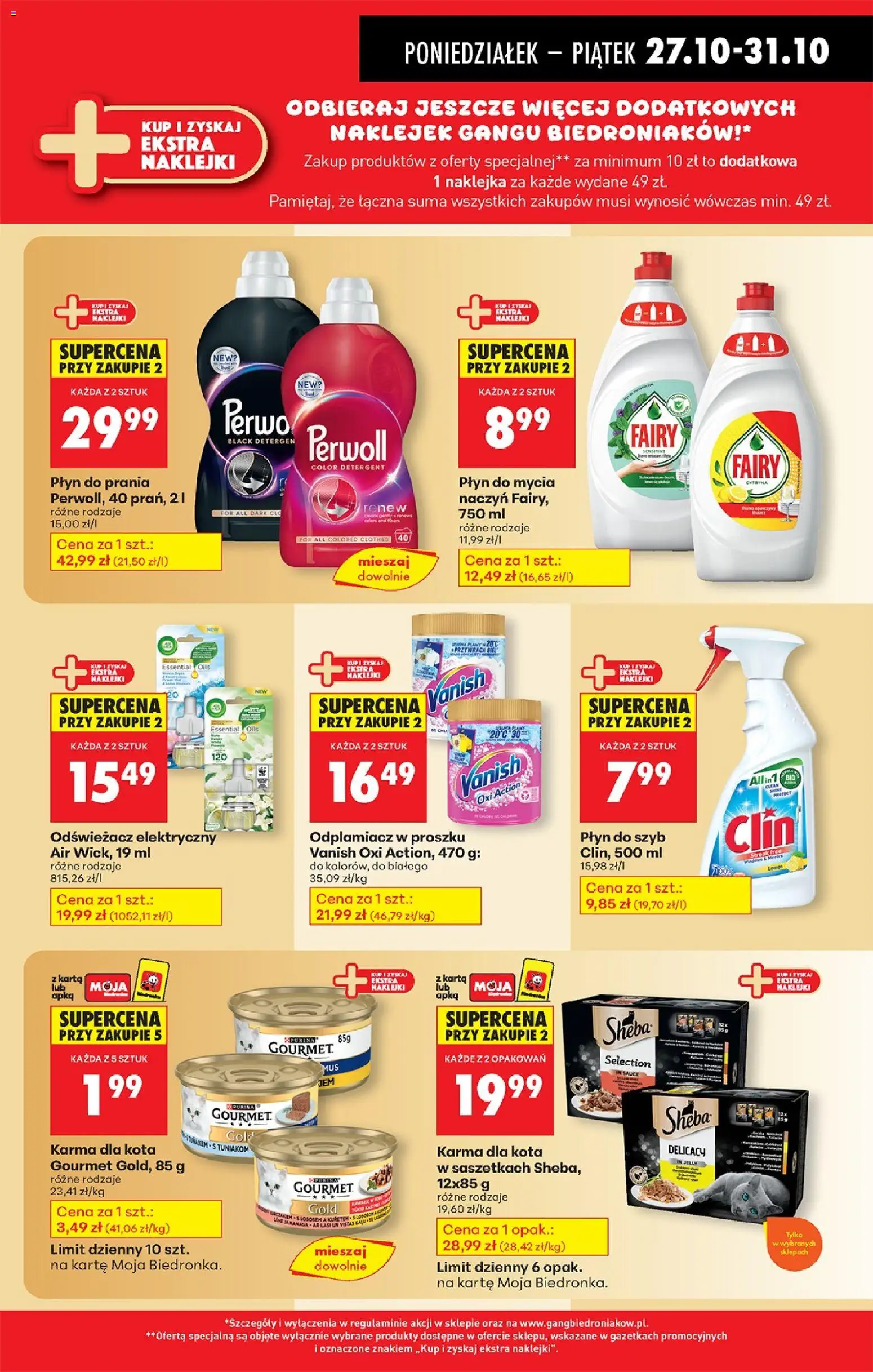 Biedronka gazetka od 27.10.2025 | Strona: 49 | Produkty: Vanish, Płyn do szyb Clin, Naklejki, Fairy