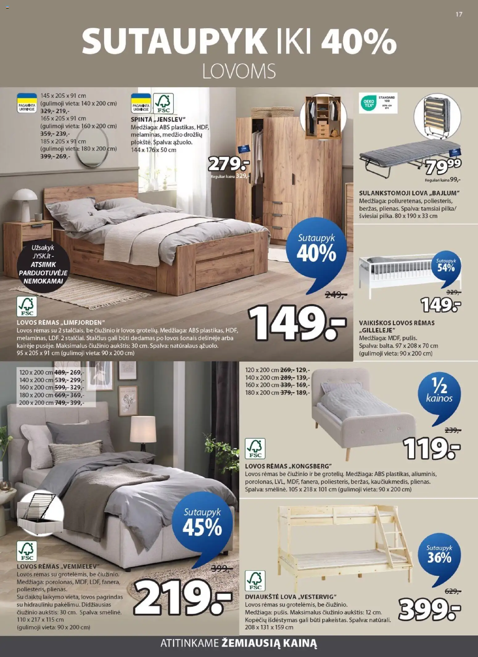JYSK akcijos nuo 17.02.2026 | Puslapis: 17 | Prekių: Spinta, Lova
