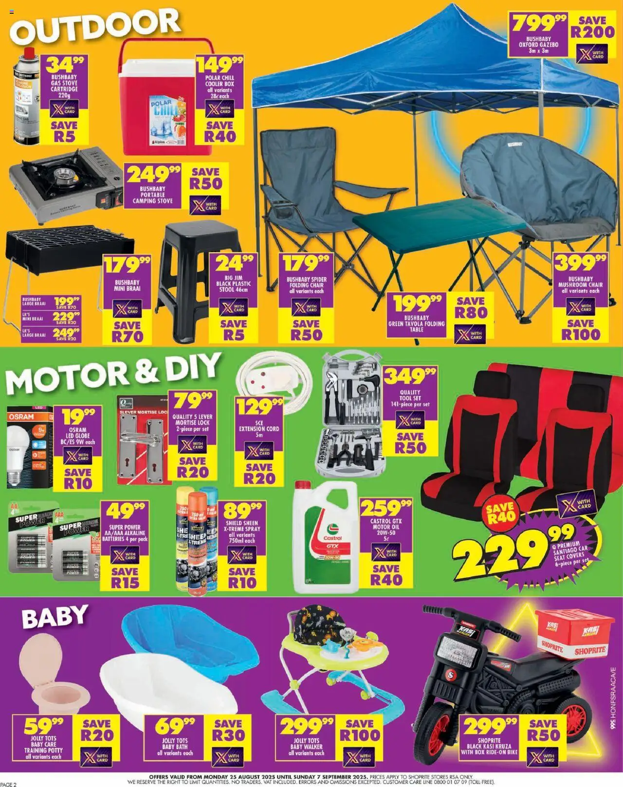 Shoprite Specials │ valid from 25.08.2025 | Page: 2 | Products: Lock, Chair, Box, Gas stove