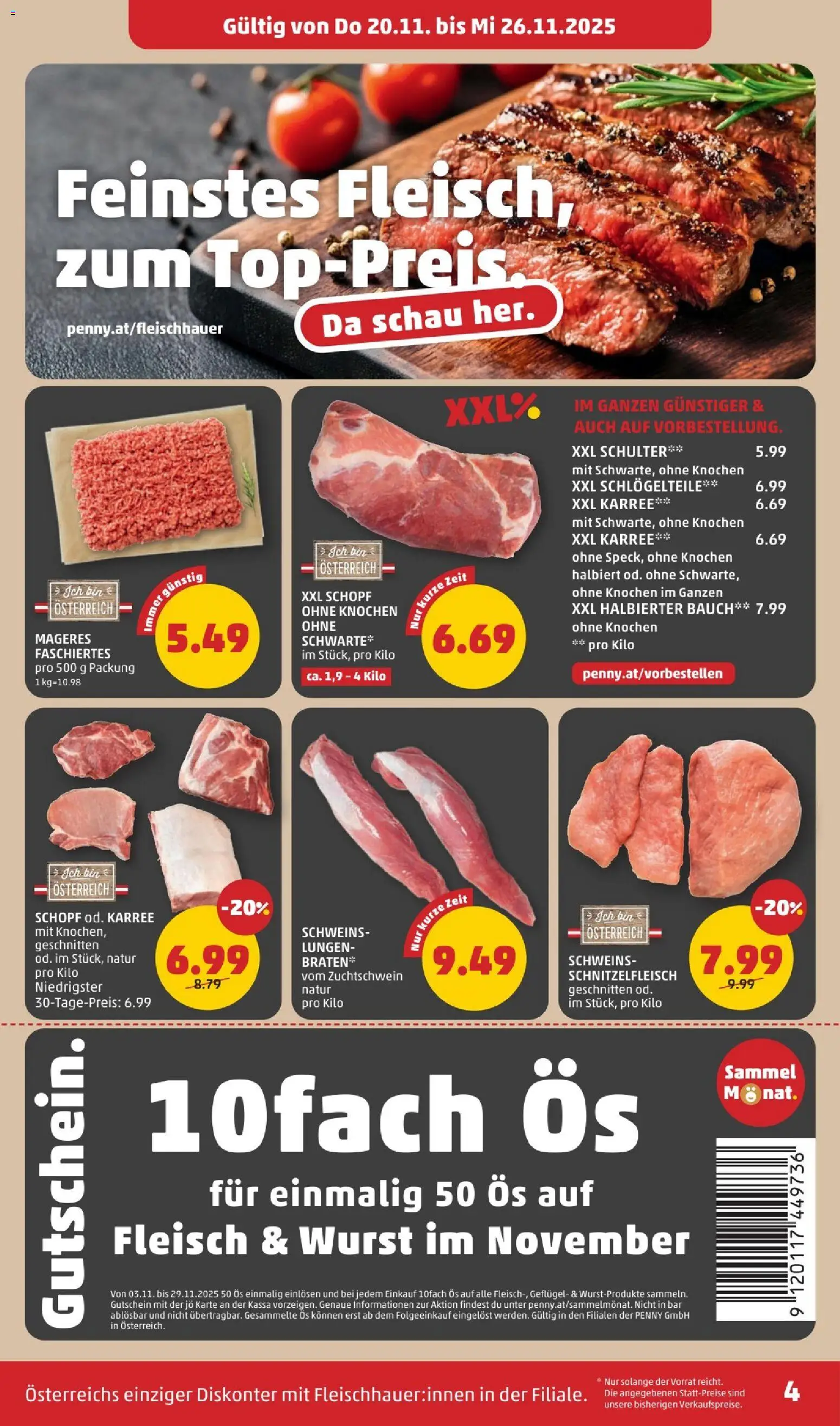 Penny Markt Flugblatt gültig ab 20.11.2025 | Seite: 4 | Produkte: Wurst