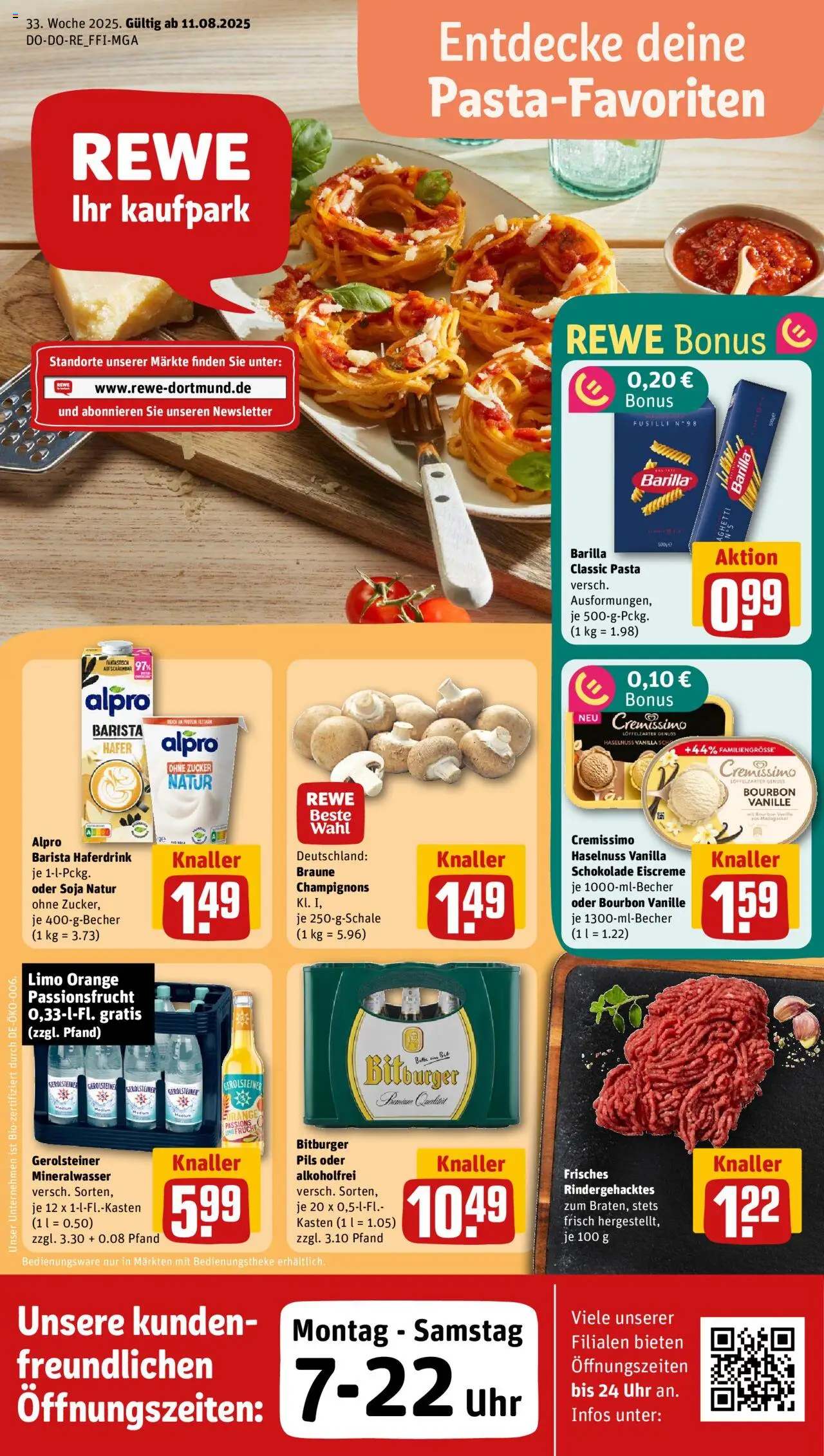 Rewe ihr Kaufpark Prospekt 	 - gültig ab dem 11.08.2025 | Seite: 1 | Produkte: Barilla, Haferdrink, Alpro, Gerolsteiner