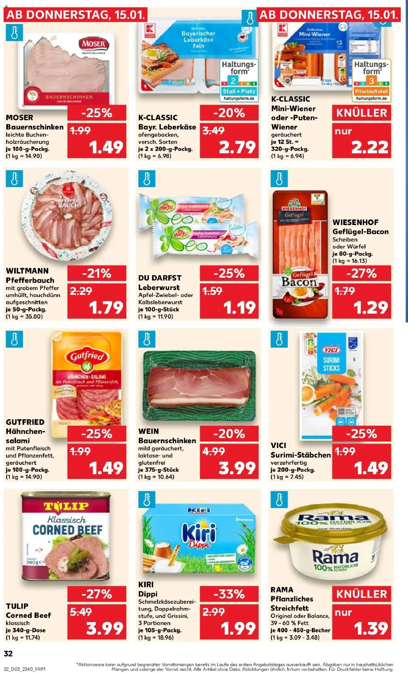 Kaufland prospekt Ellwangen (Jagst)	 – gültig ab 15.01.2026 | Seite: 32 | Produkte: Rama, Pfeffer, Salami, Wein