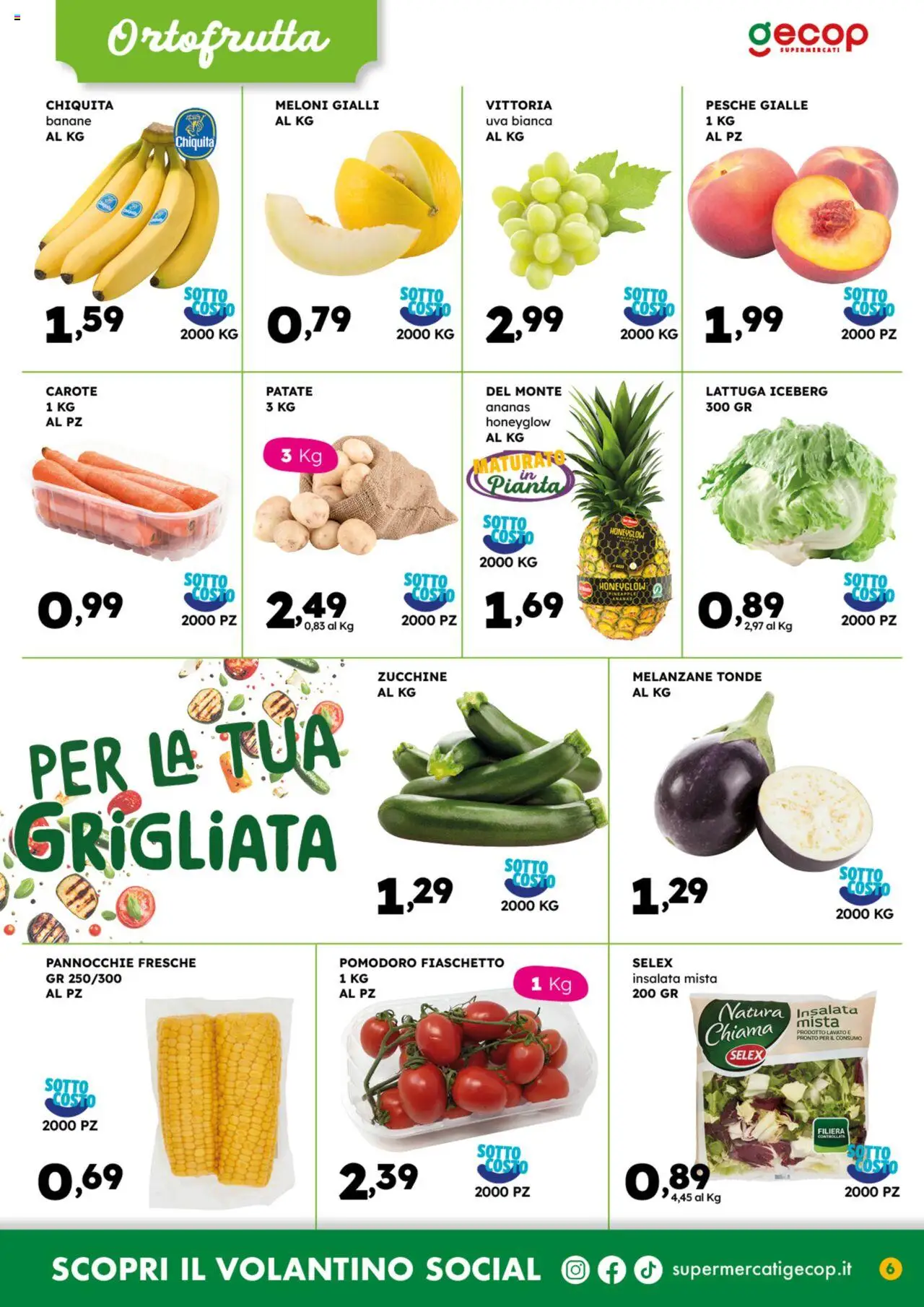 Volantino GECOP del 11.08.2025 | Pagina: 6 | Prodotti: Banane, Patate, Carote, Melanzane