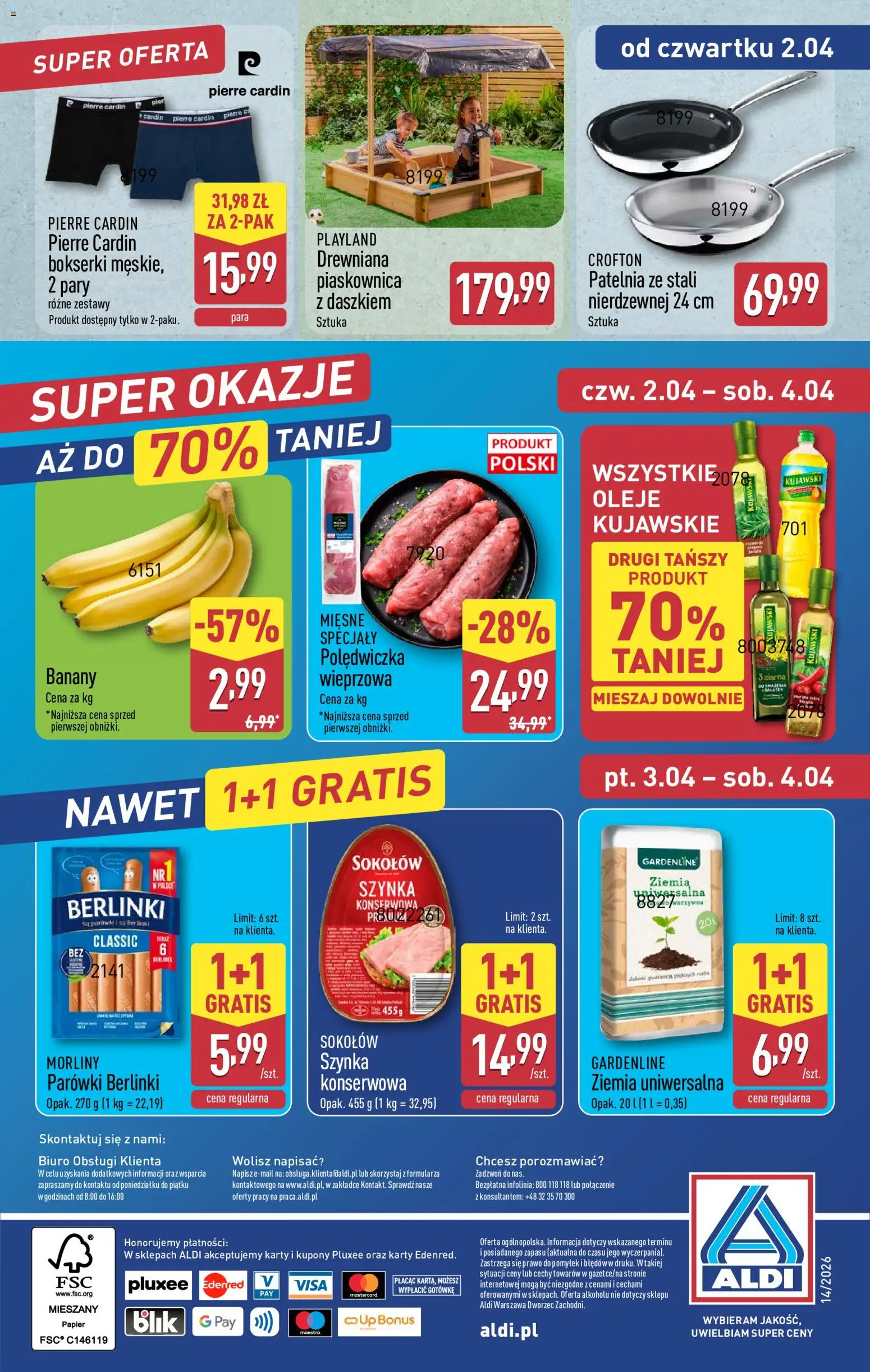 Aldi gazetka od 30.03.2026 | Strona: 48 | Produkty: Bokserki, Parówki, Banany, Patelnia