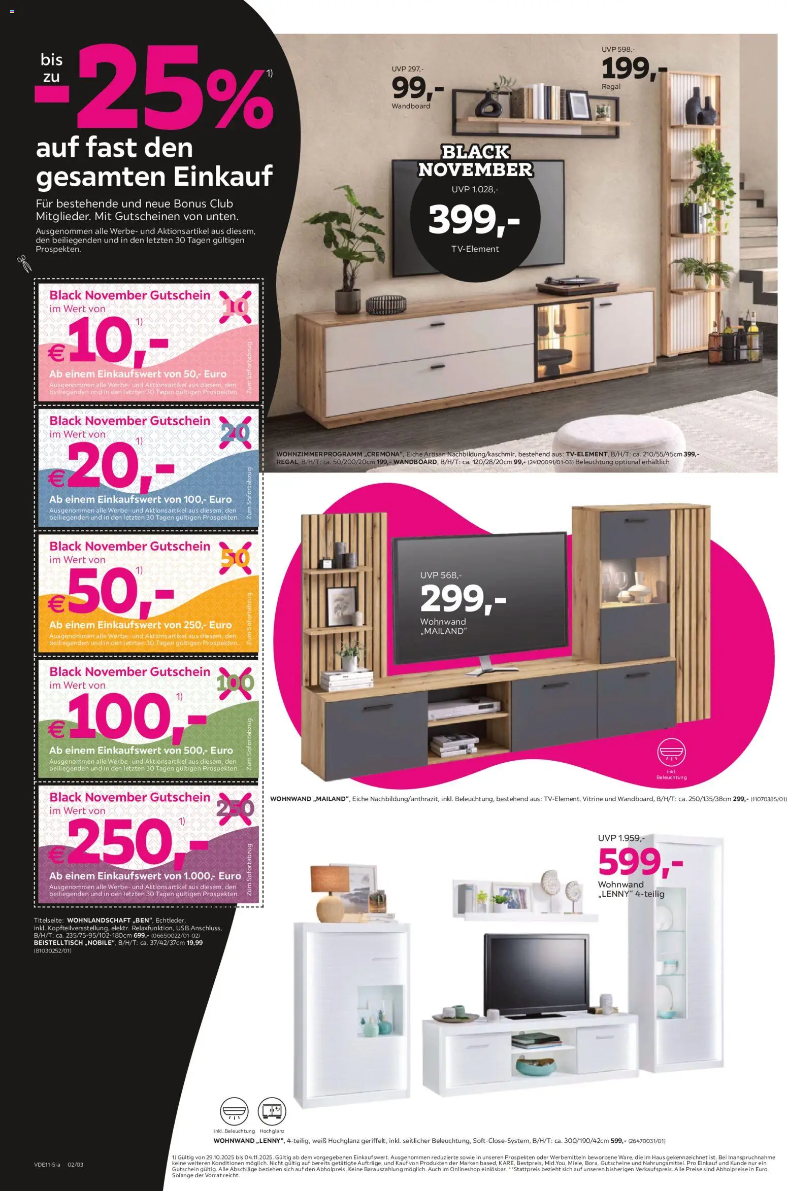 Mömax - Black Friday – gültig ab 03.11.2025 | Seite: 2 | Produkte: Wohnwand, Beistelltisch, Wandboard, Vitrine