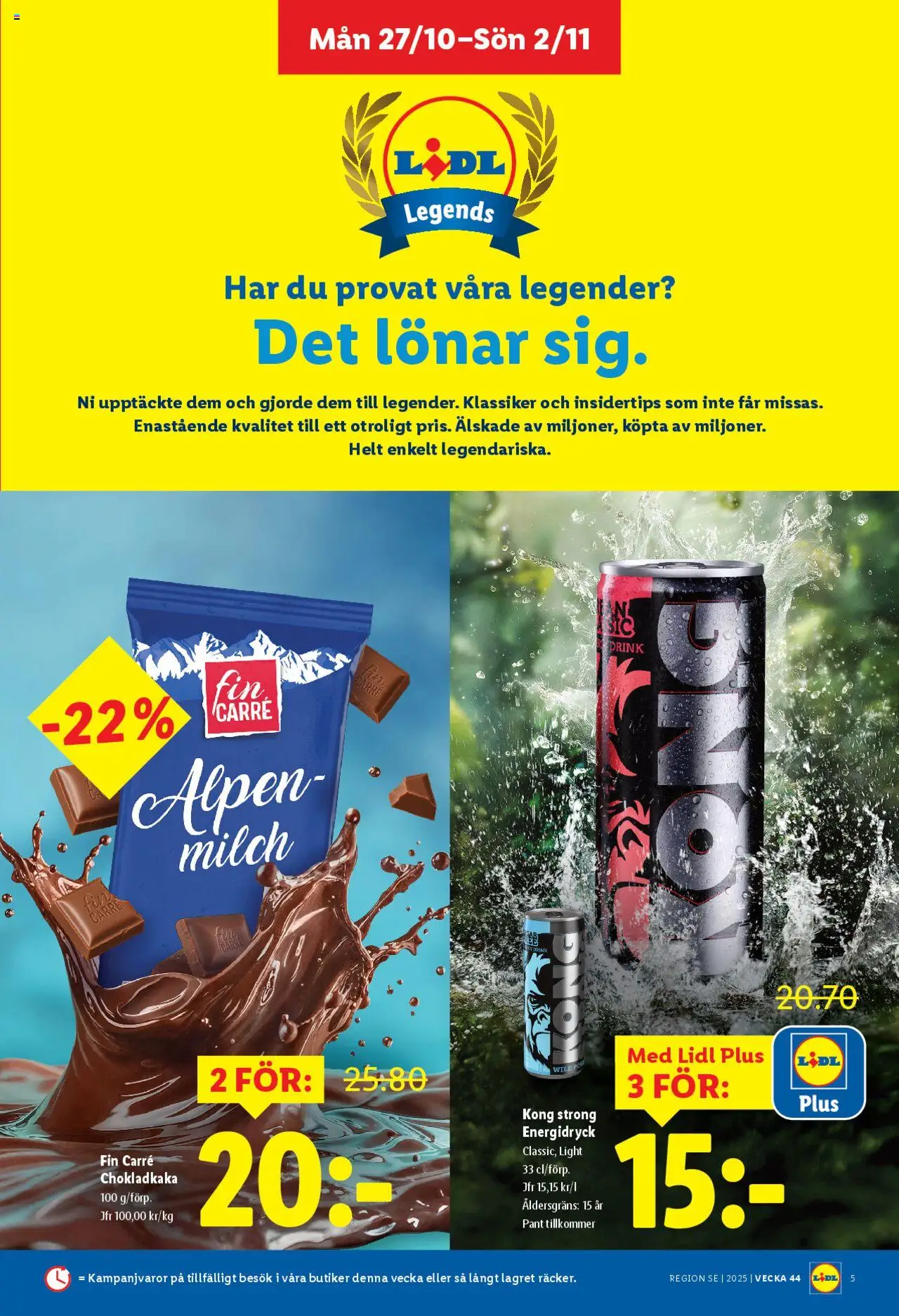 Lidl reklamblad aktuell från 27.10.2025 | Sida: 5 | Produkter: Chokladkaka, Energidryck