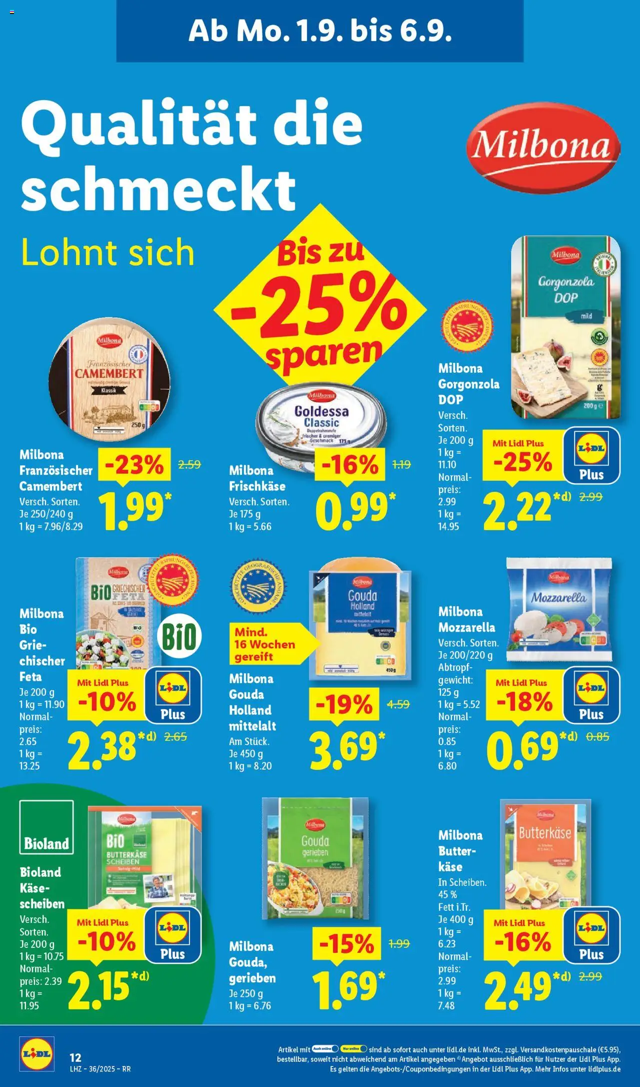 Lidl Prospekt Bestwig	 - gültig ab dem 01.09.2025 | Seite: 22 | Produkte: Gewicht, Feta, Käse, Mozzarella