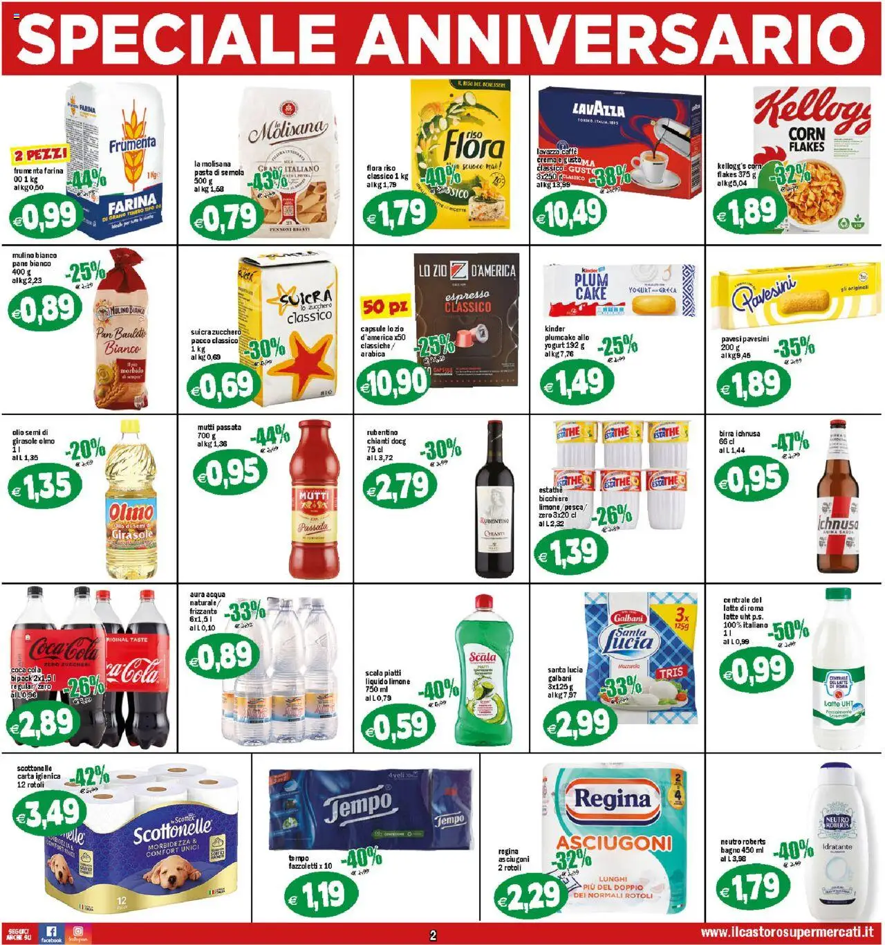 Volantino Il Castoro del 17.10.2025 | Pagina: 2 | Prodotti: Riso, Olio, Farina, Pasta