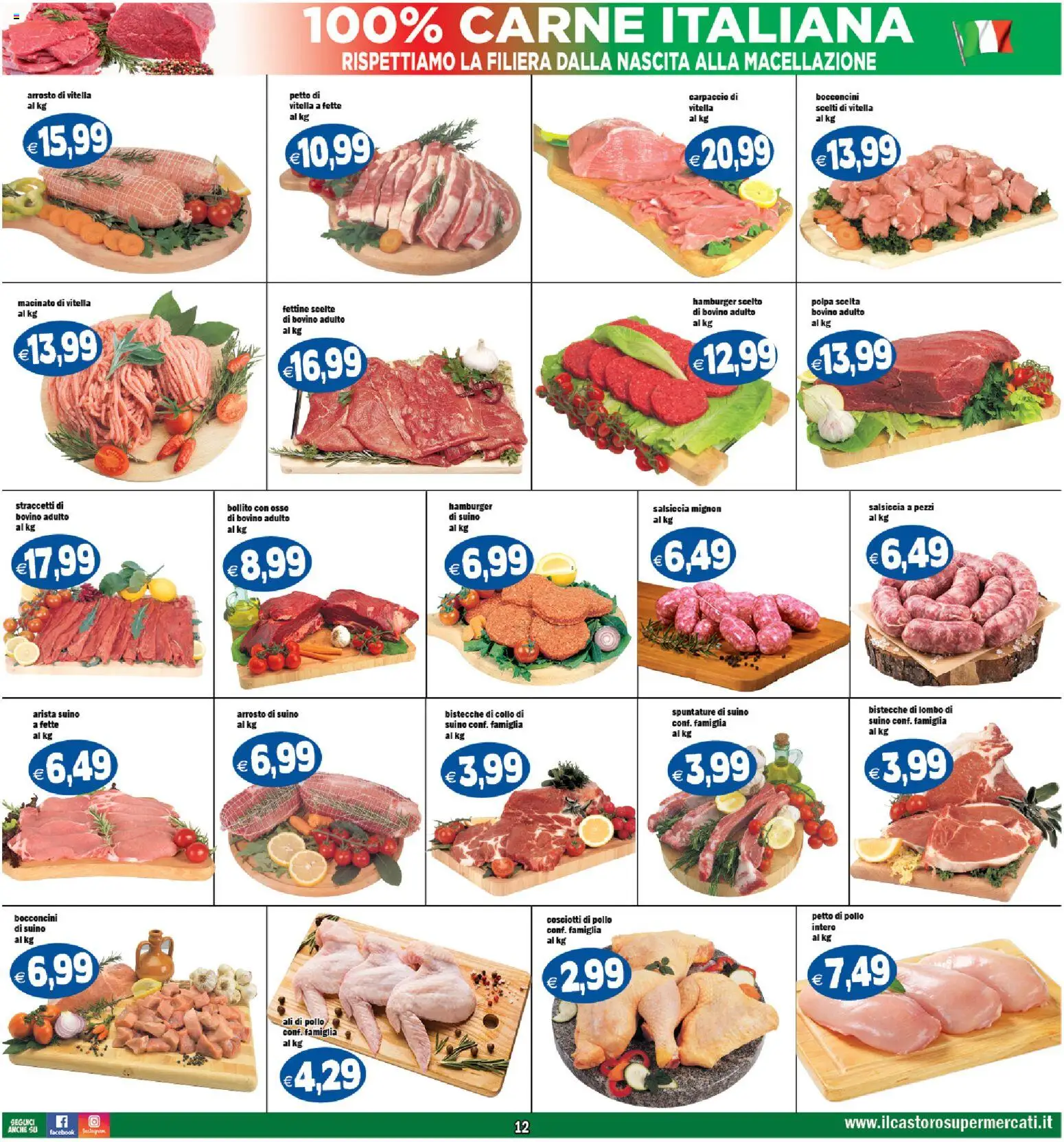 Volantino Il Castoro del 17.03.2026 | Pagina: 12 | Prodotti: Suino, Salsiccia, Hamburger, Macinato