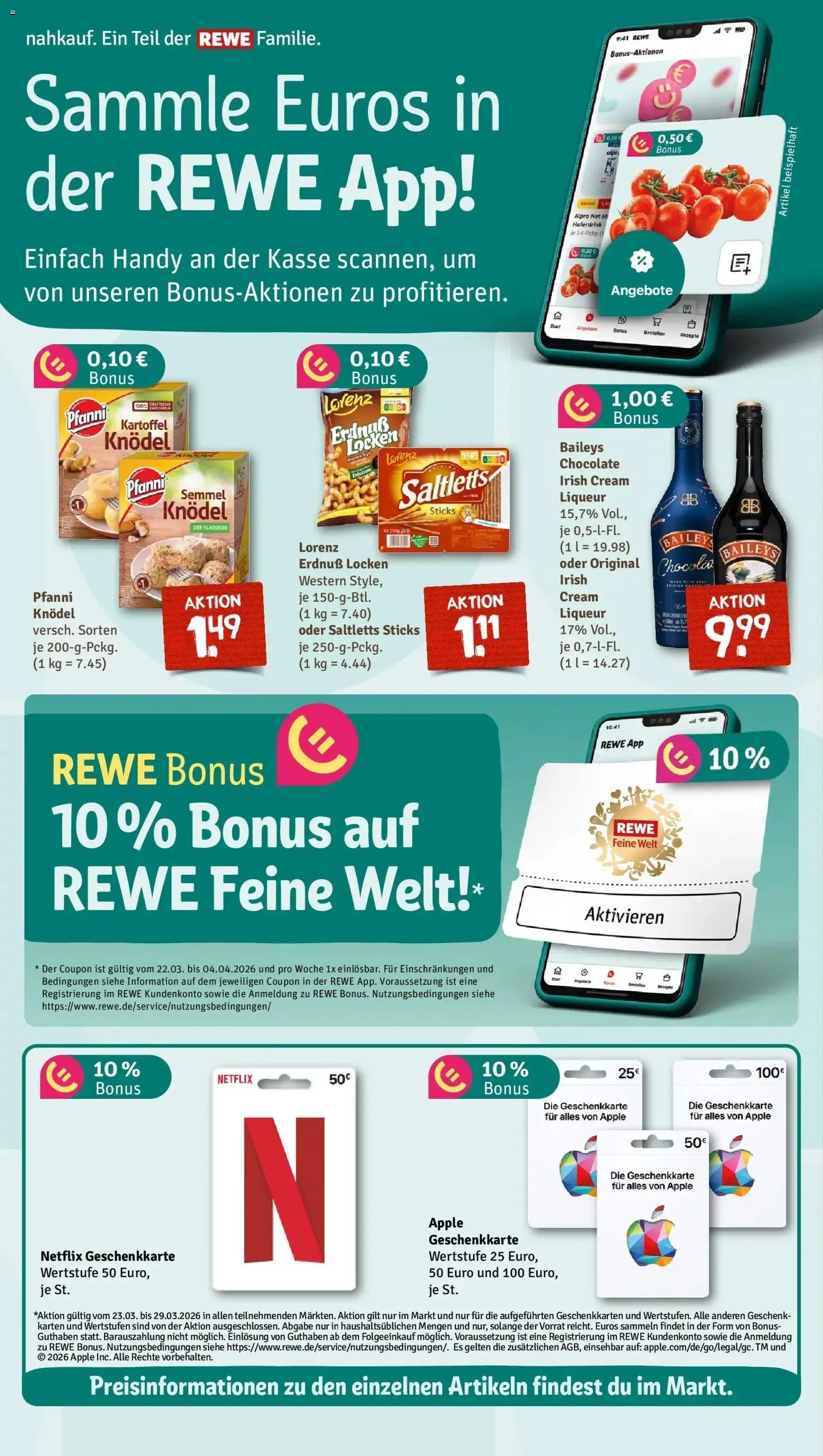 Rewe Prospekt Waldmünchen	 – gültig ab 23.03.2026 | Seite: 9 | Produkte: Apple, Haferdrink, Alpro, Baileys