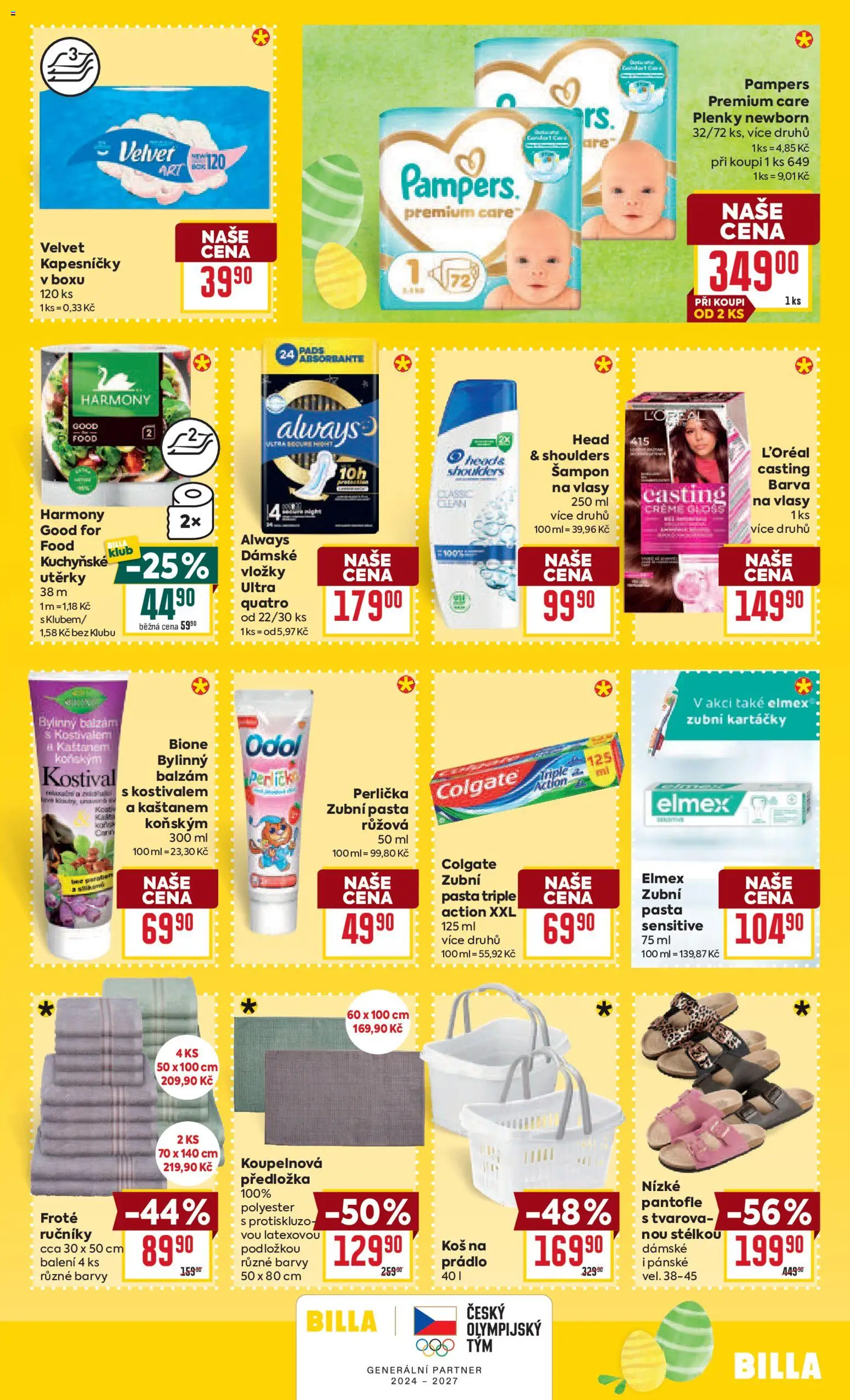 Billa Velký leták od 11.03.2026 | Strana: 25 | Produkty: Zubní pasta, Pantofle, Utěrky, Pampers Premium Care