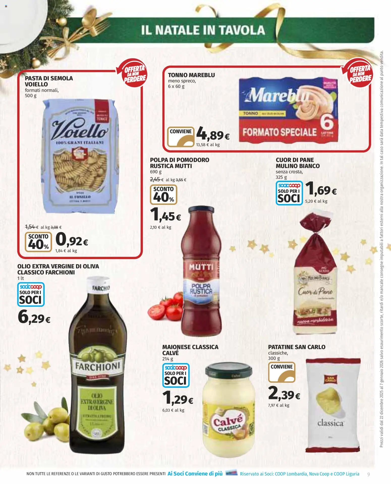 Volantino COOP del 22.12.2025 | Pagina: 9 | Prodotti: Maionese, Olio, Pasta, Tonno