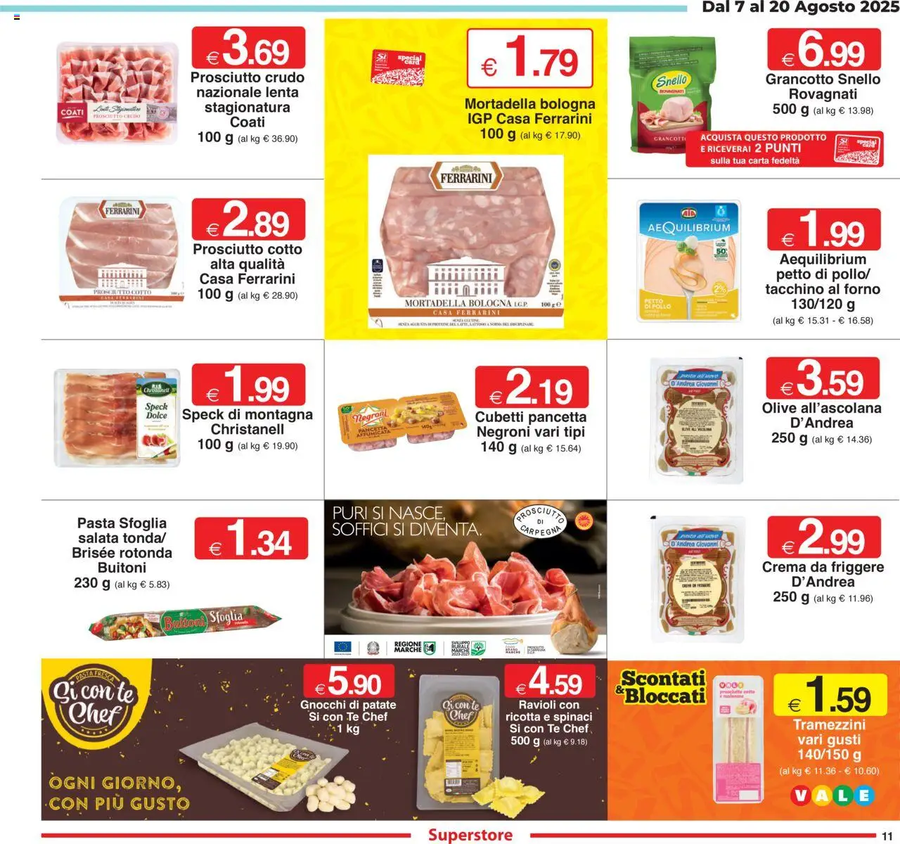 Volantino Sì con Te del 07.08.2025 | Pagina: 11 | Prodotti: Crema, Tè, Prosciutto, Ricotta