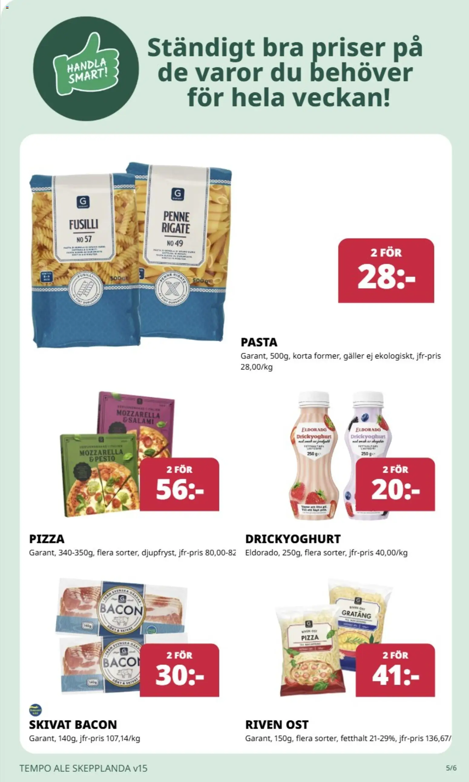 Tempo reklamblad aktuell från 07.04.2026 | Sida: 2 | Produkter: Galler, Riven ost, Pizza, Pesto