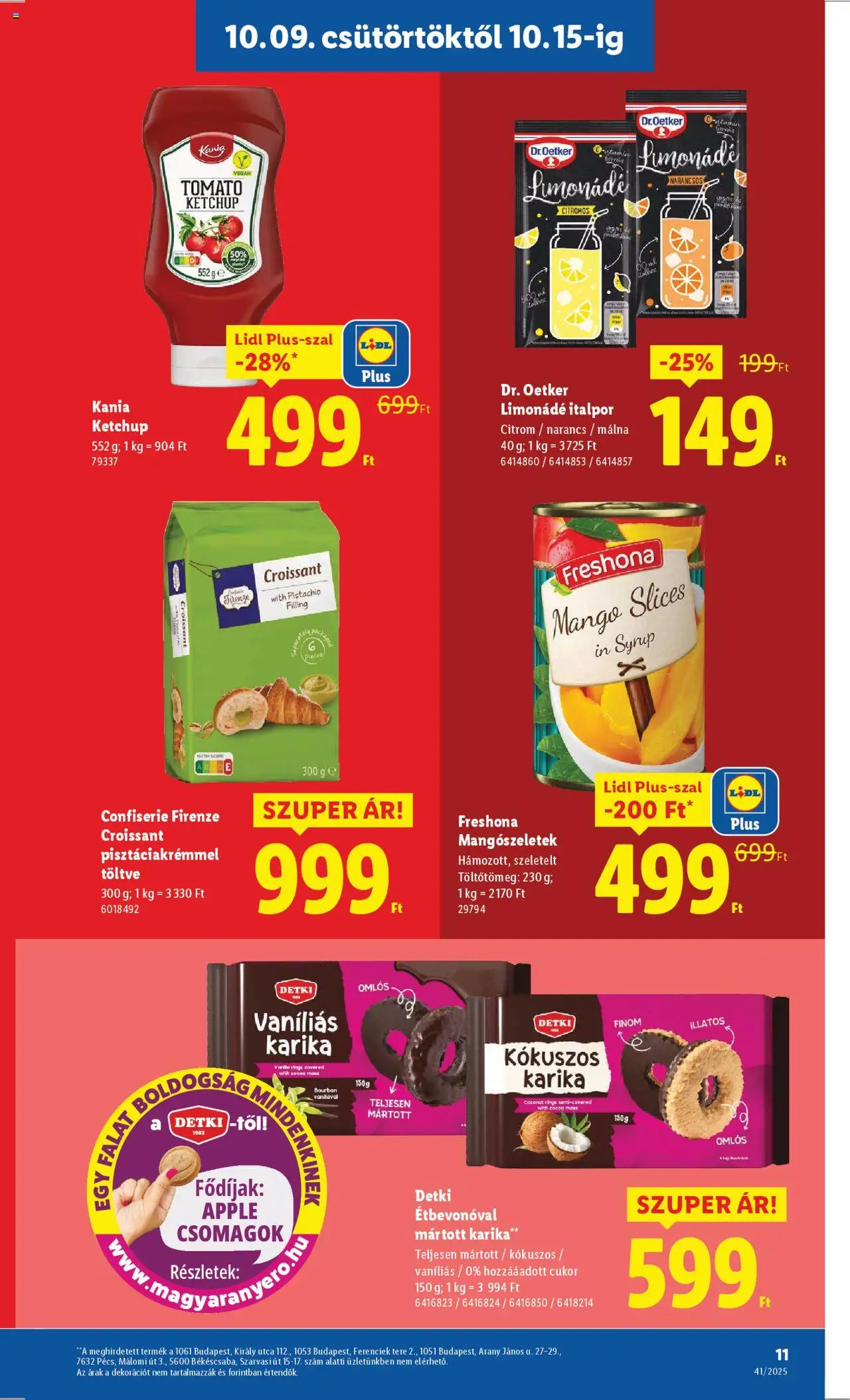 Lidl akciós ujság - amely érvényes a következő dátumtól: 09.10.2025 | Oldal: 11 | Termékek: Limonádé, Narancs, Italpor, Mangó
