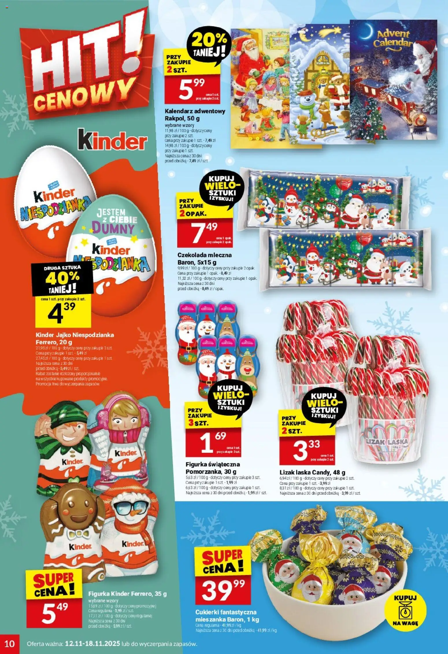 Twój Market Gazetka od 12.11.2025 | Strona: 10 | Produkty: Czekolada mleczna, Kinder jajko, Czekolada, Cukierki