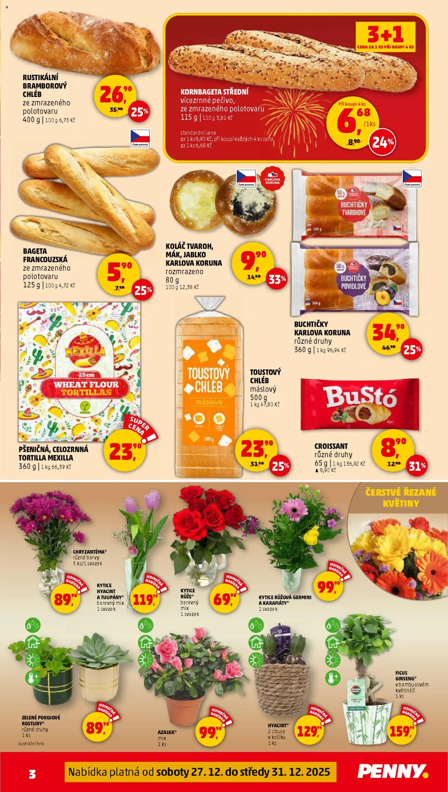Penny Market leták - Čtvrtečník od 27.12.2025 | Strana: 3 | Produkty: Rostliny, Květiny, Barvy, Cibule