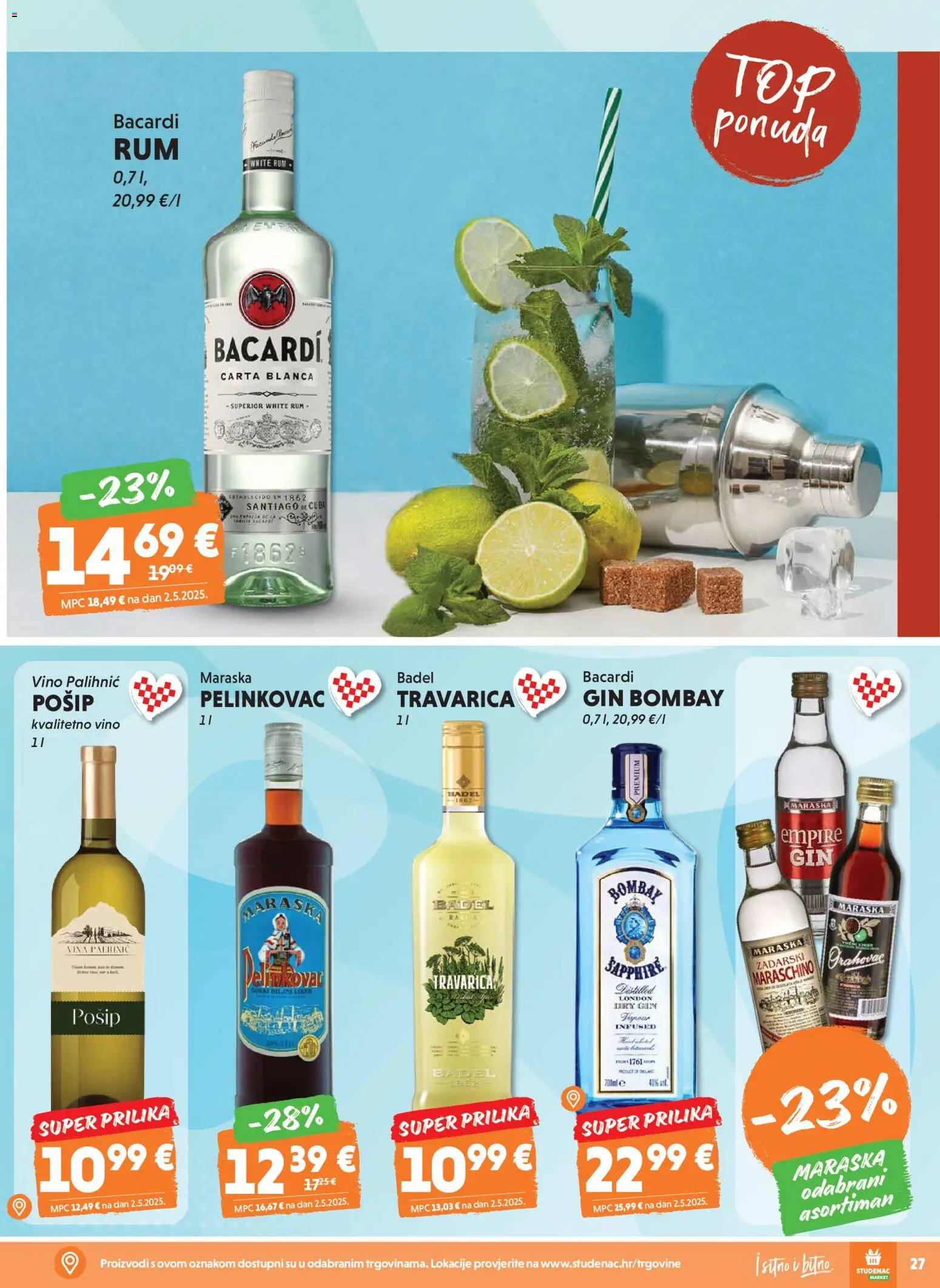 Studenac katalog | vrijedi od 18.03.2026 | Stranica: 27 | Proizvodi: Travarica, Gin, Vino, Liker
