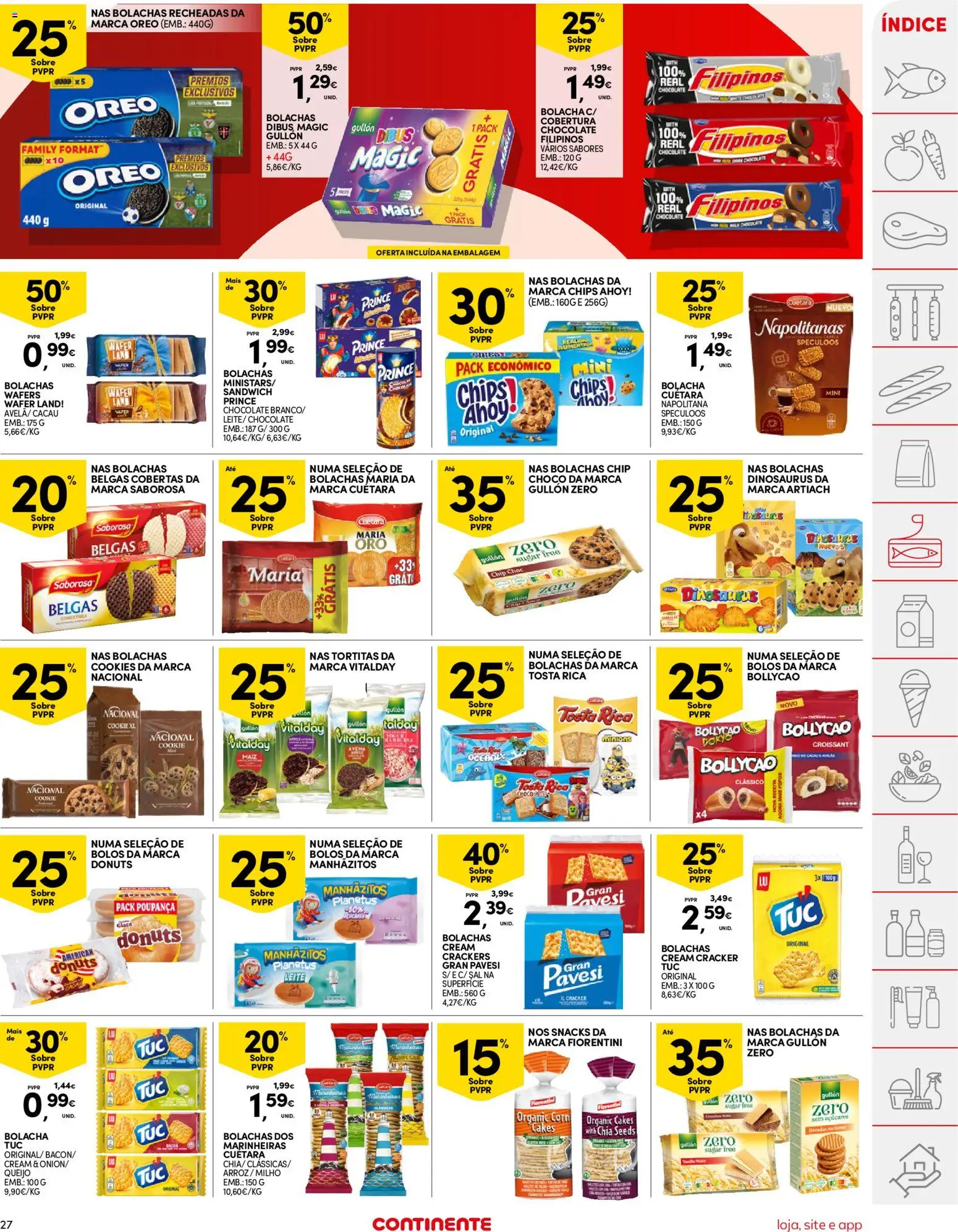 Continente folheto │ válido de 07.04.2026 | Página: 27 | Produtos: Filipinos, Queijo, Chocolate, Arroz