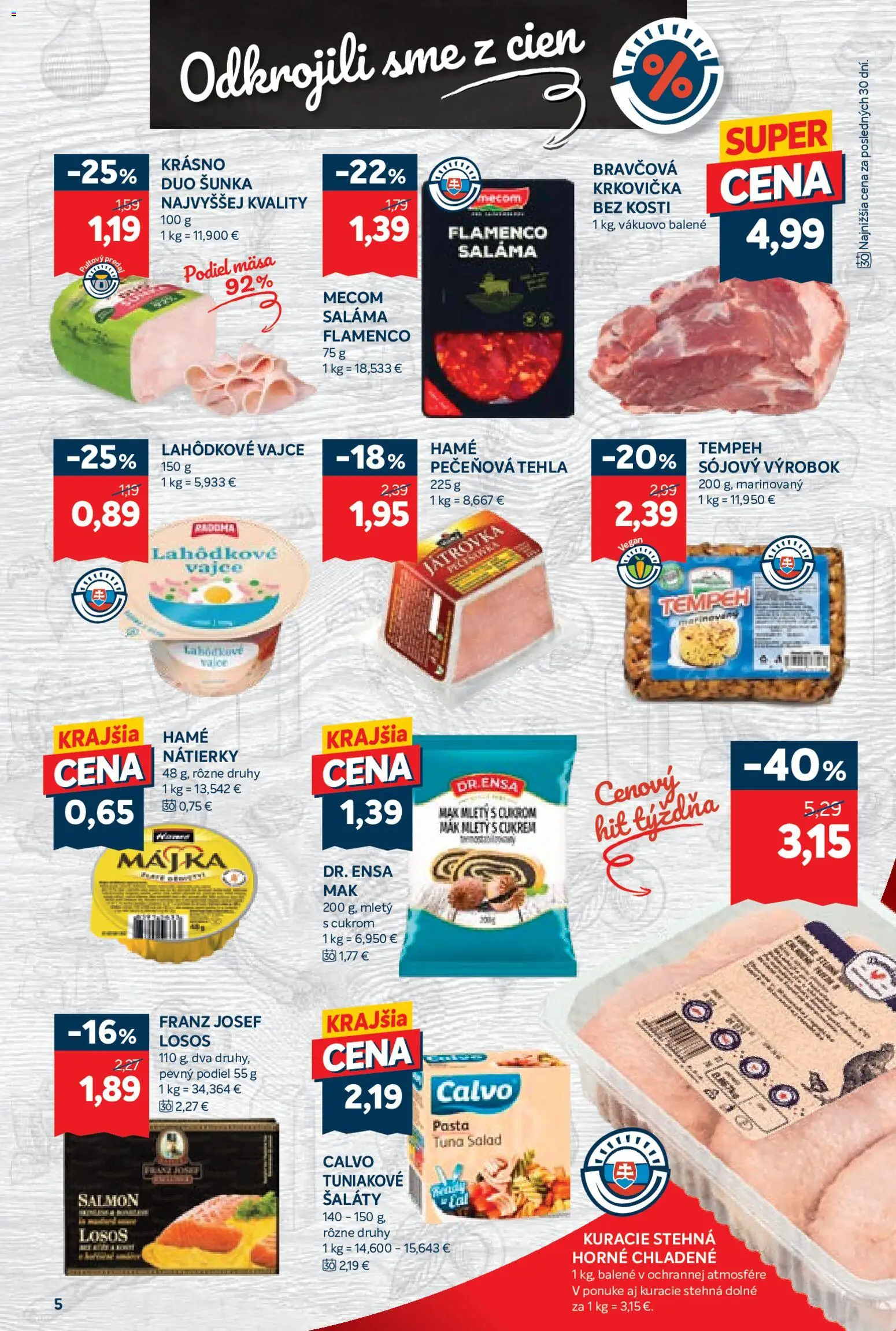 Nové Kraj akcie – leták je platný od 13.11.2025 | Strana: 7 | Produkty: Šunka, Kuracie stehná, Krkovička, Mak